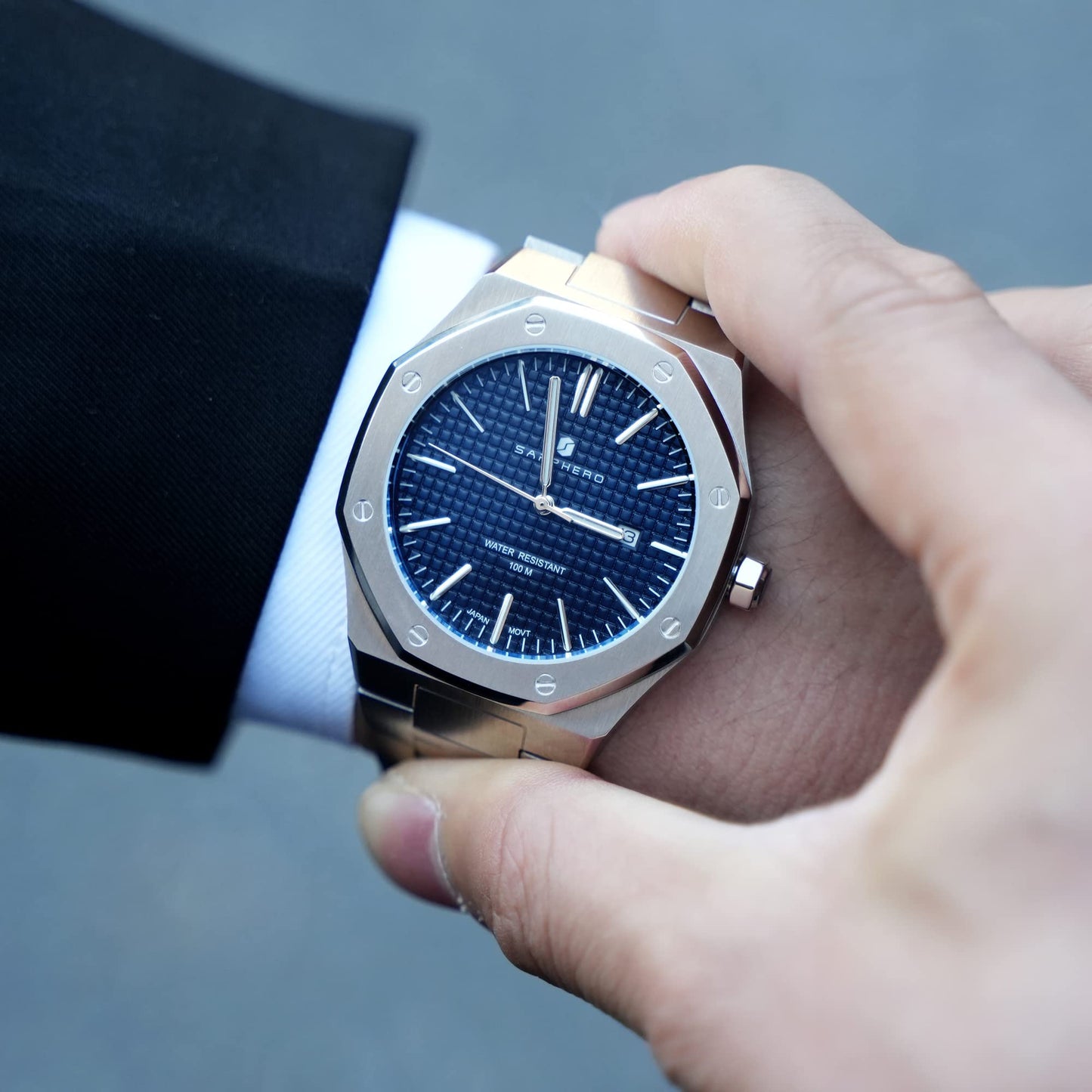 Sapphero Mens Watches Quartz Movement Chronograph Leather Strap Fashion Business Sport Design 30M Waterproof Scratch Resistant Elegant Gifts for Men