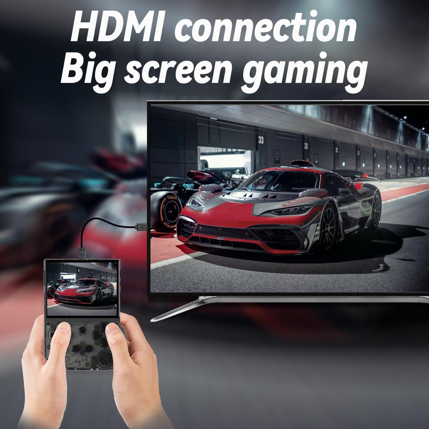 New World RG35XX Handheld Game Console Support HDMI and TV Output 3.5 Inch IPS Screen 64G TF Card 6800+ Classic Games 2600mAh Battery Anbe-rnic Black