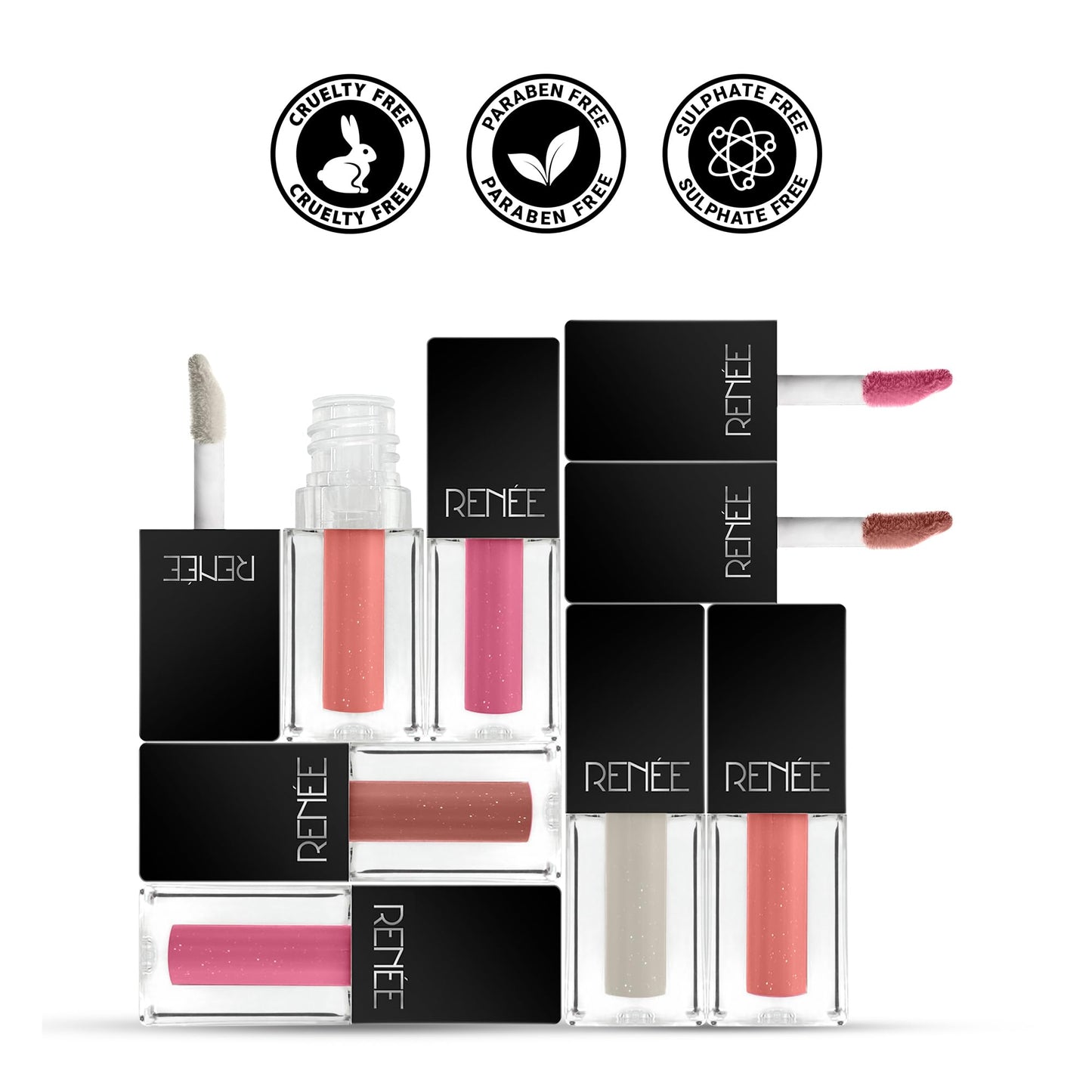 RENEE See Me Shine Minis Gloss Party Lip Gloss Combo 1ml Each, Non Sticky & Non Drying Formula, Long Lasting Moisturizing Effect, Compact and Easy to Carry