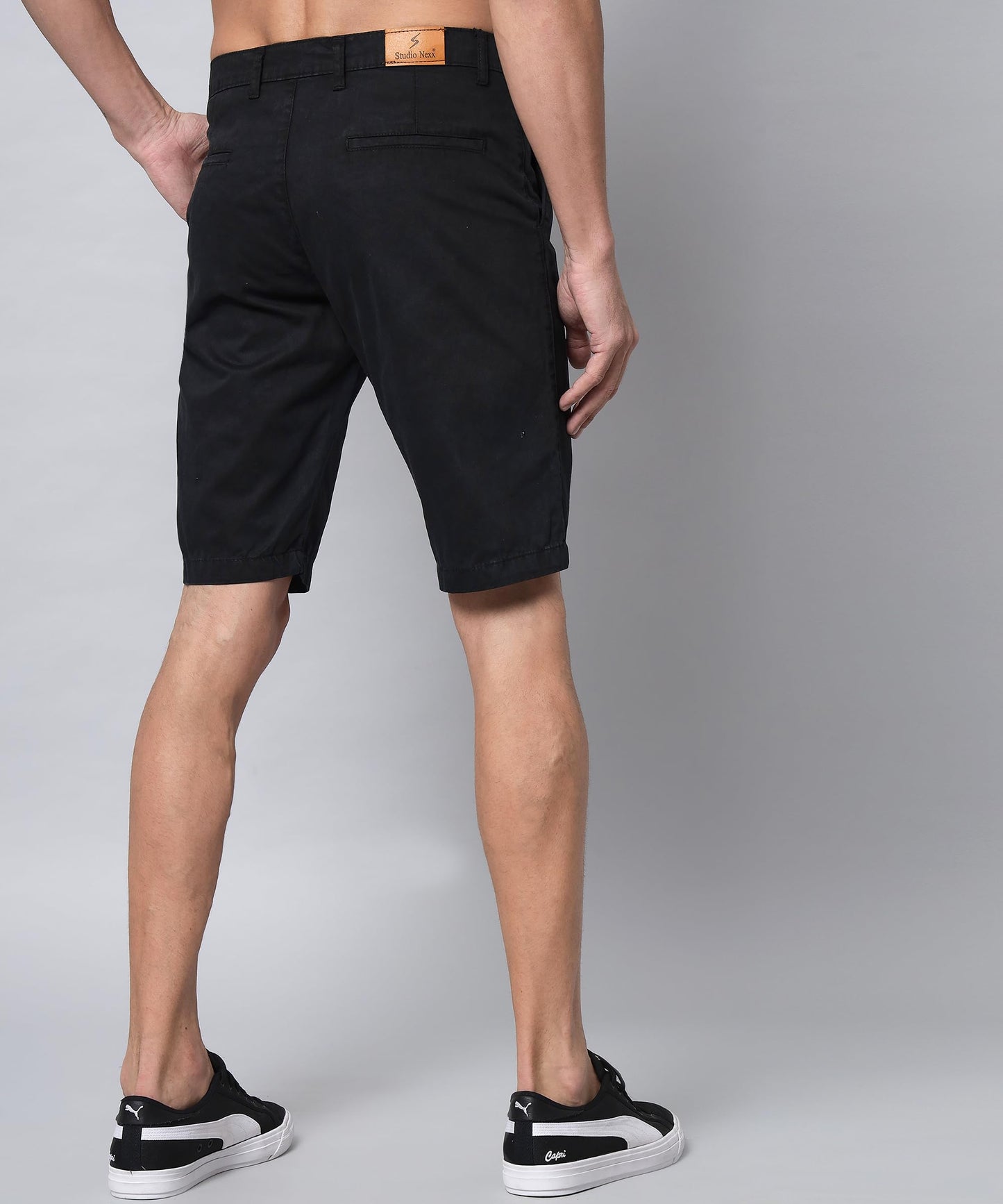 STUDIO NEXX Men's Cotton Chino Shorts - UBER5_Black_32