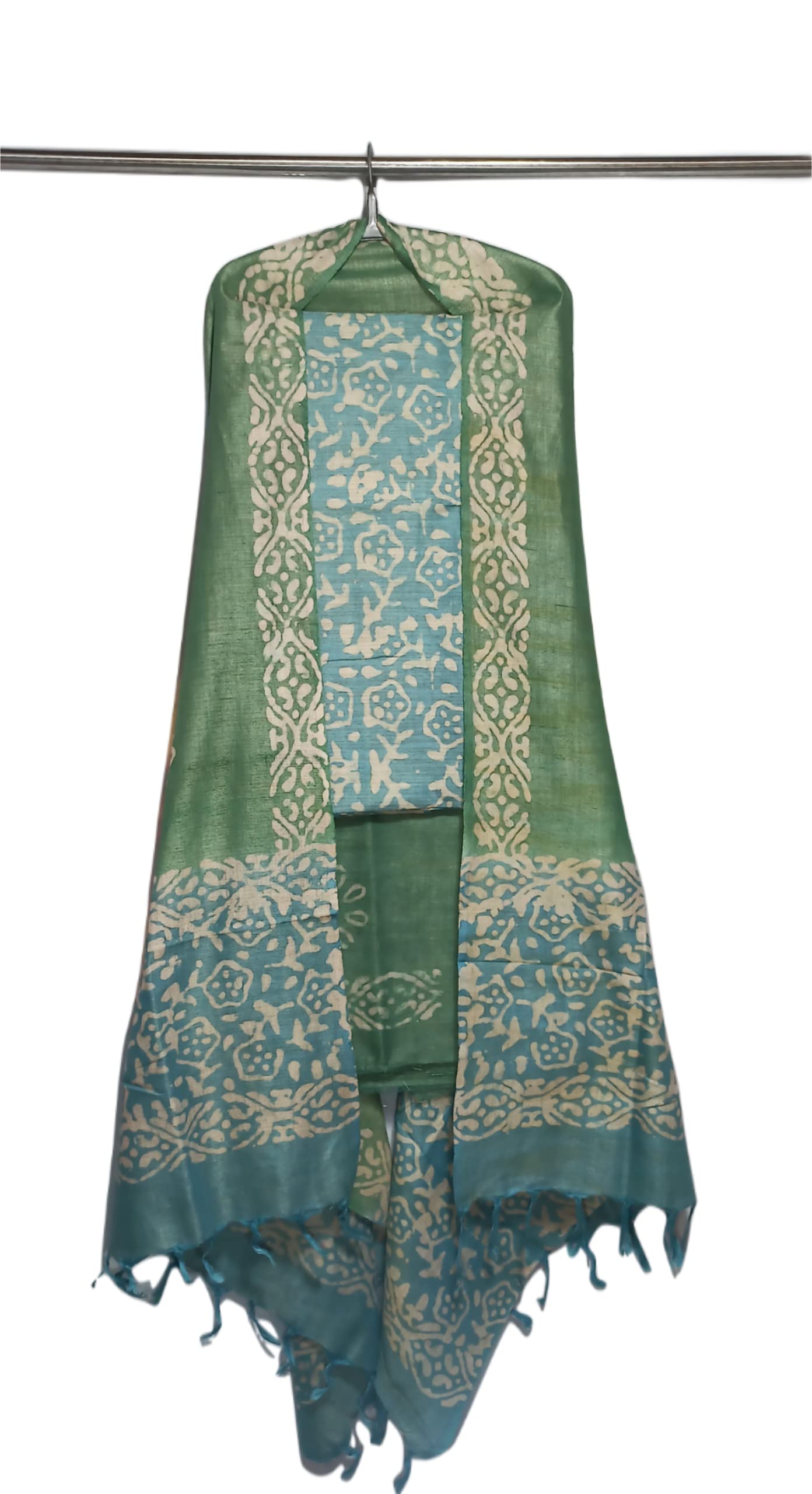 ZERATEX Women's Cotton Silk Batik Print Unstitched Salwar Suit Dress Material With Duputta | Dress Material For Women (Firozy)