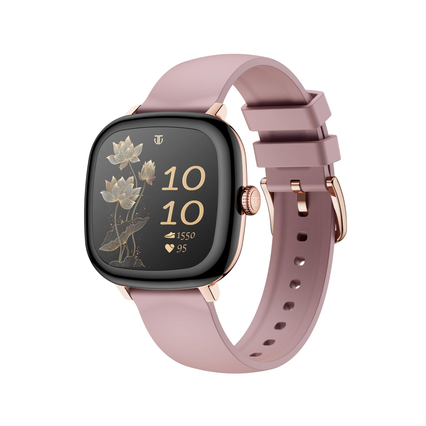 Titan AiRA 1.70" AMOLED Metal Case Square Display Smart Watch with Silicone Strap Stress Monitoring, 1000 Nits, Functional Crown, AI Enabled, IP68 Water Resistant Upto 7 Days Battery Life- Pink