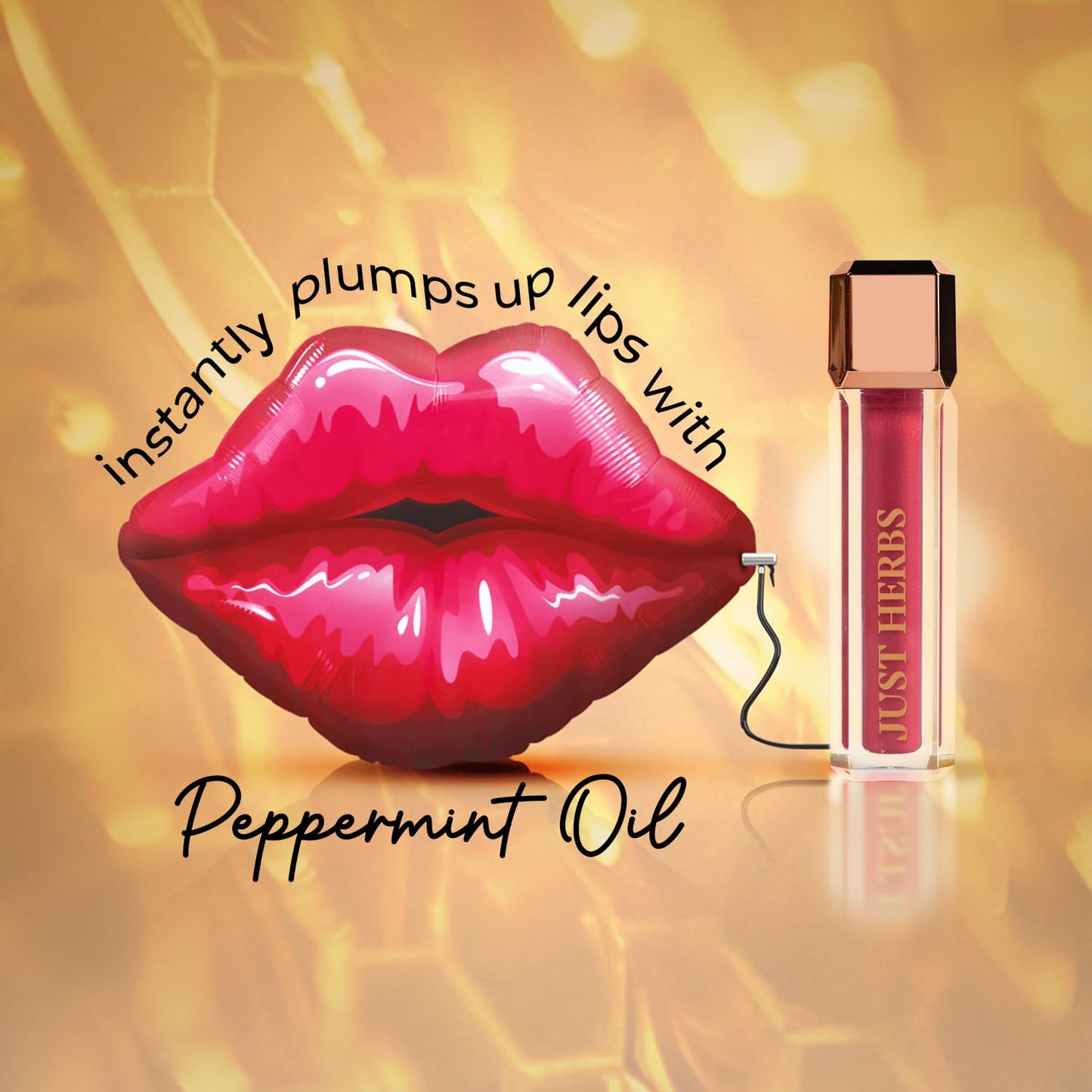 Just Herbs Lip Honey Plumping Gloss with Plant Vitamin C & Peppermint Oil (Honey Bunny, 4 ml)
