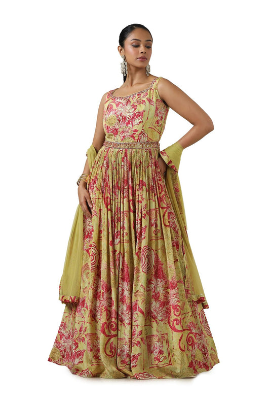 Soch Women's Viscose Crepe Maxi Gown (OWA4CD21149_Sap Green