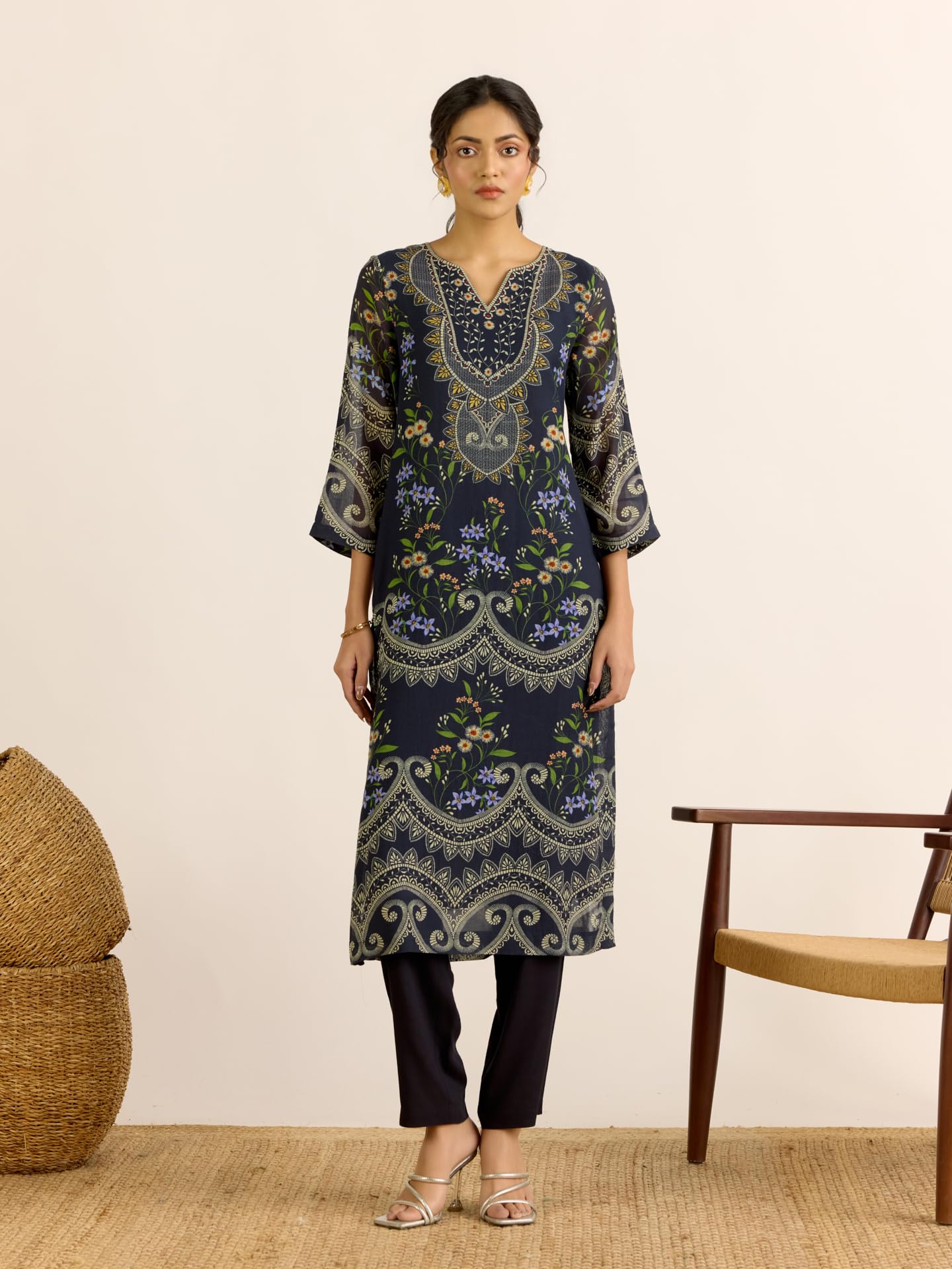 Aarke Ritu Kumar Black Sophia Kurta With Pant And Dupatta