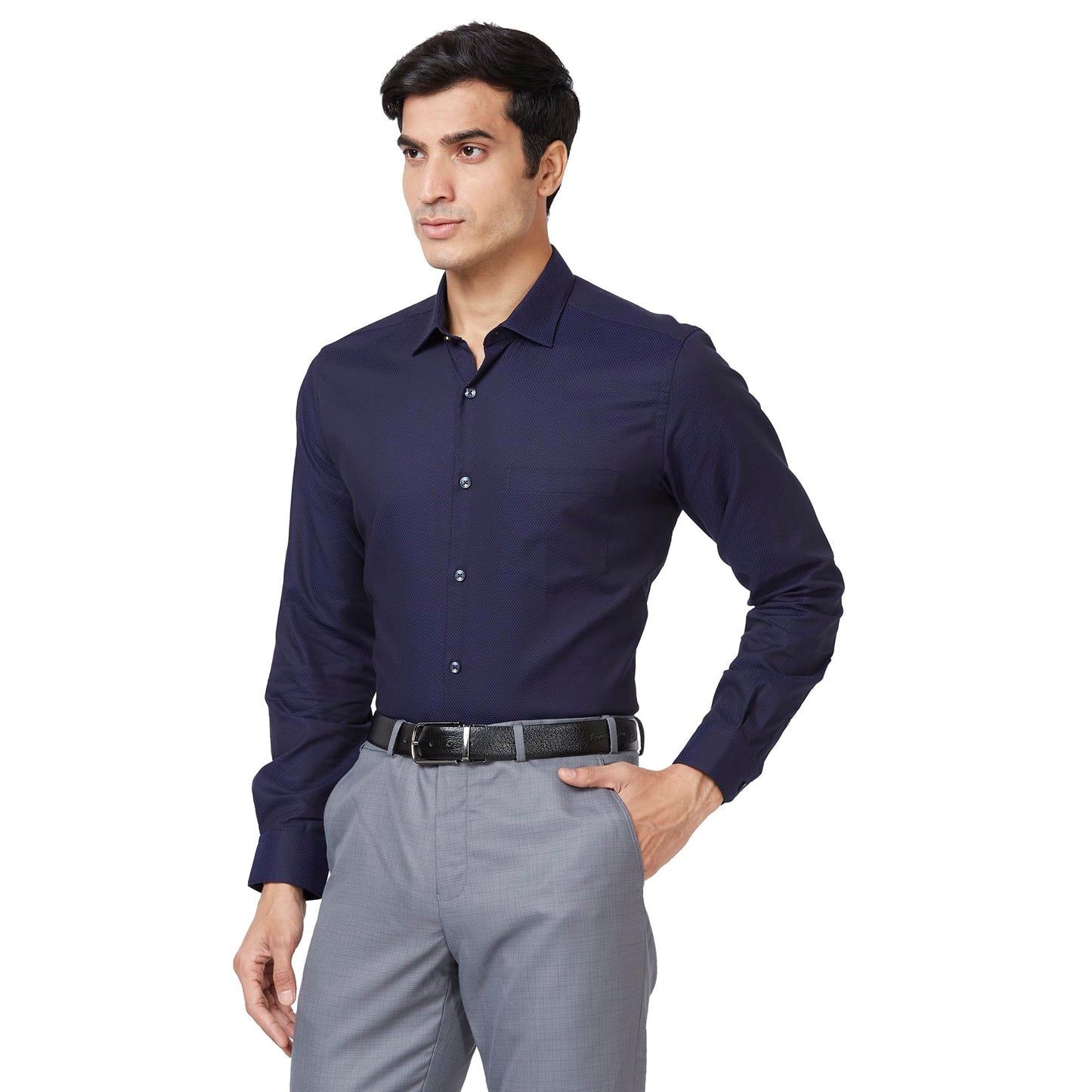Park Avenue Men's Structure Regular Fit Shirt (Fancy Blue)