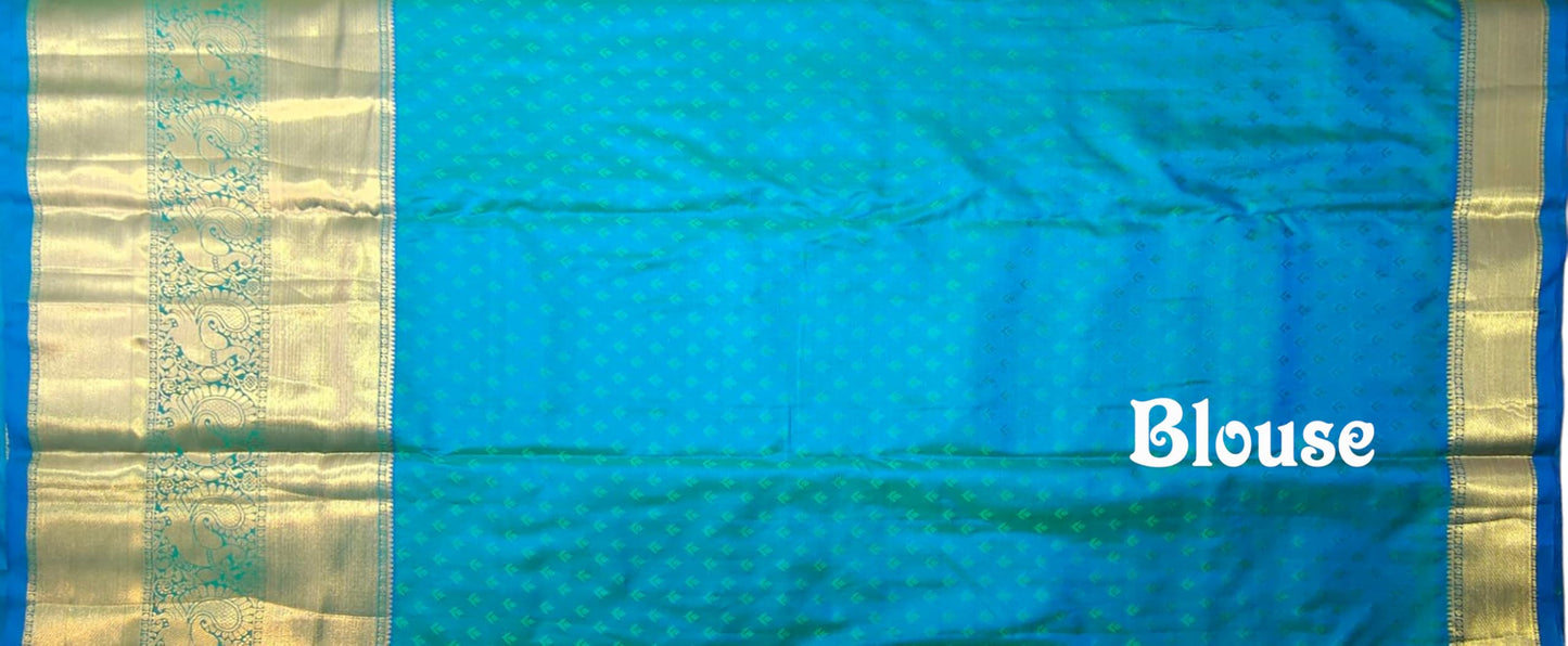 VFCollections Women's Kanchipuram Silk Pure Pattu Sarees With Blouse (VFC652-1)