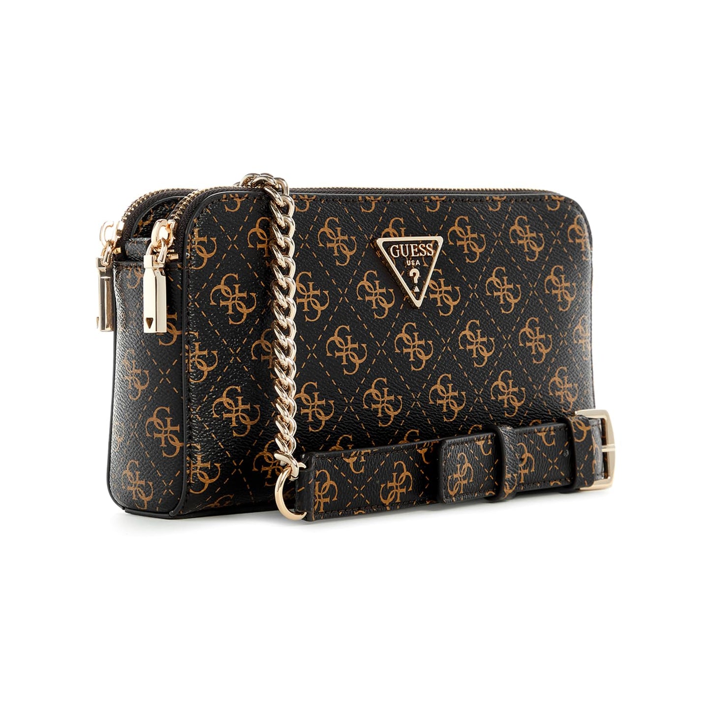 GUESS Brown Logo Printed Daryna Status Crossbody Bag