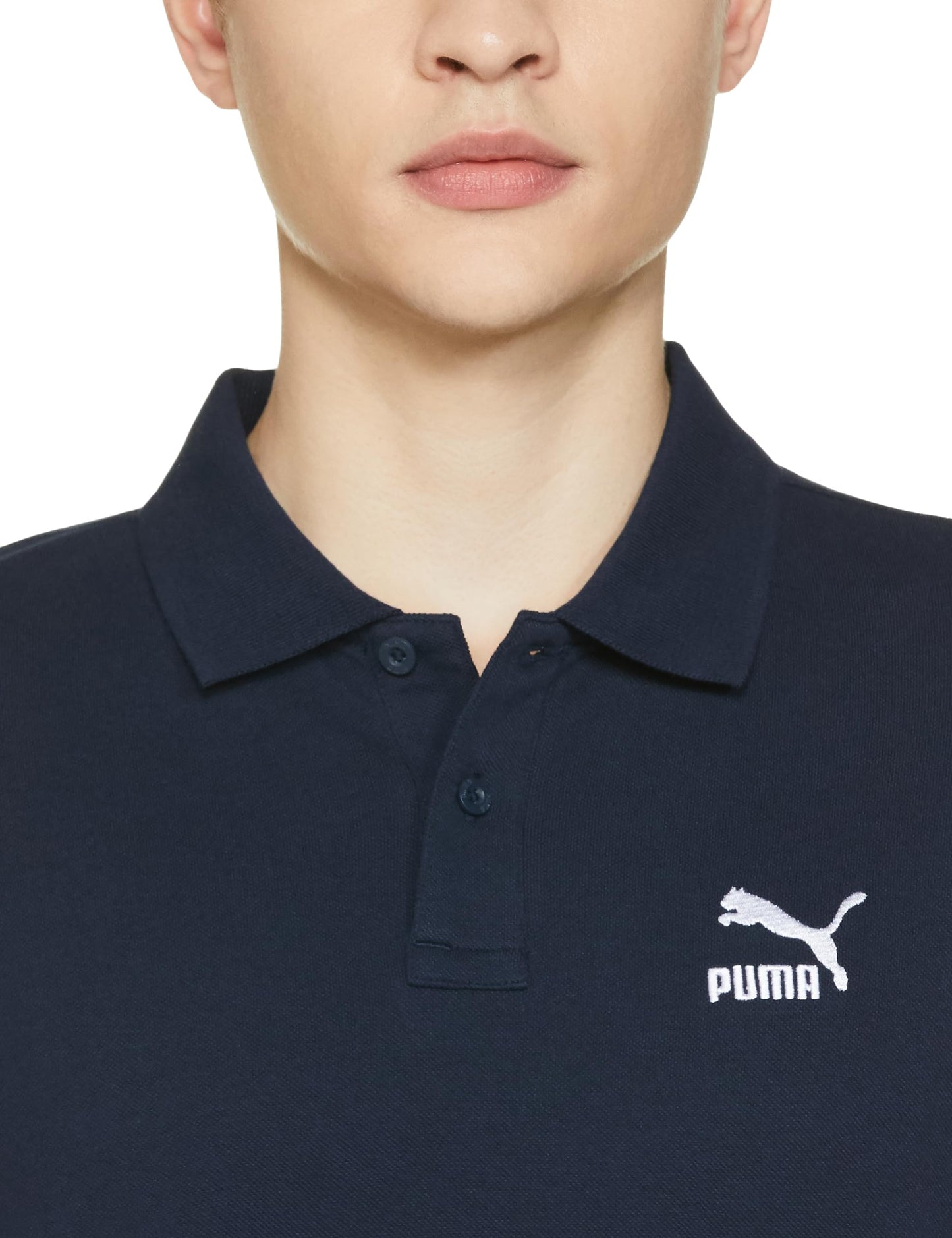 Puma Men's Solid Regular Fit T-Shirt (628355_Club Navy