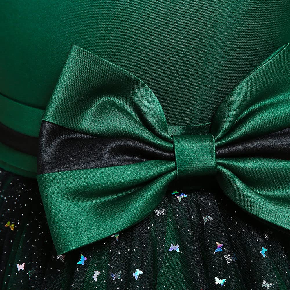 Hopscotch Girls Polyester Bow Applique Party Dress in Green Color For Ages 10-11 Years (XIP-4124428)