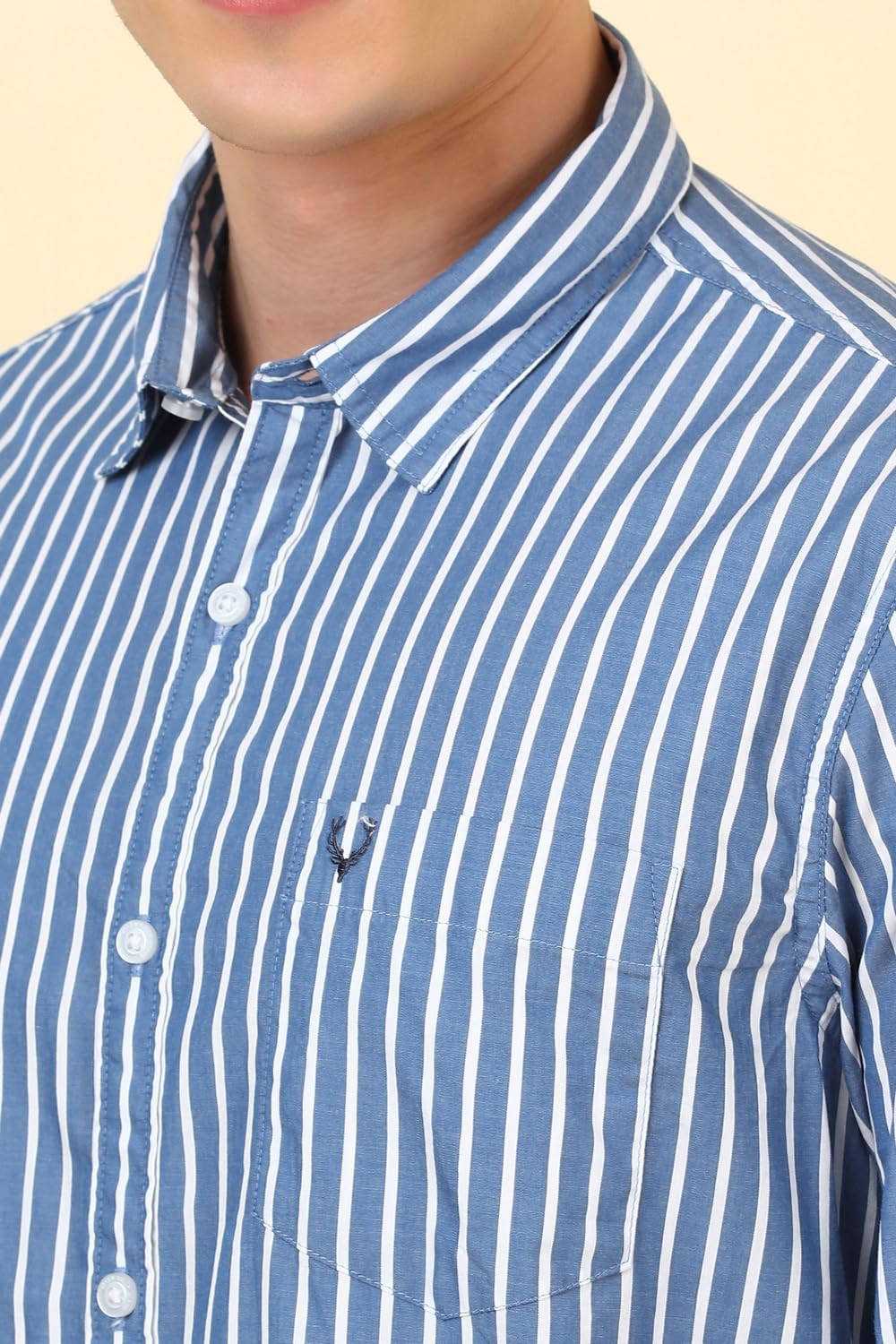 Allen Solly Men's Striped Regular Fit Shirt (ALSFACUF220539_Blue
