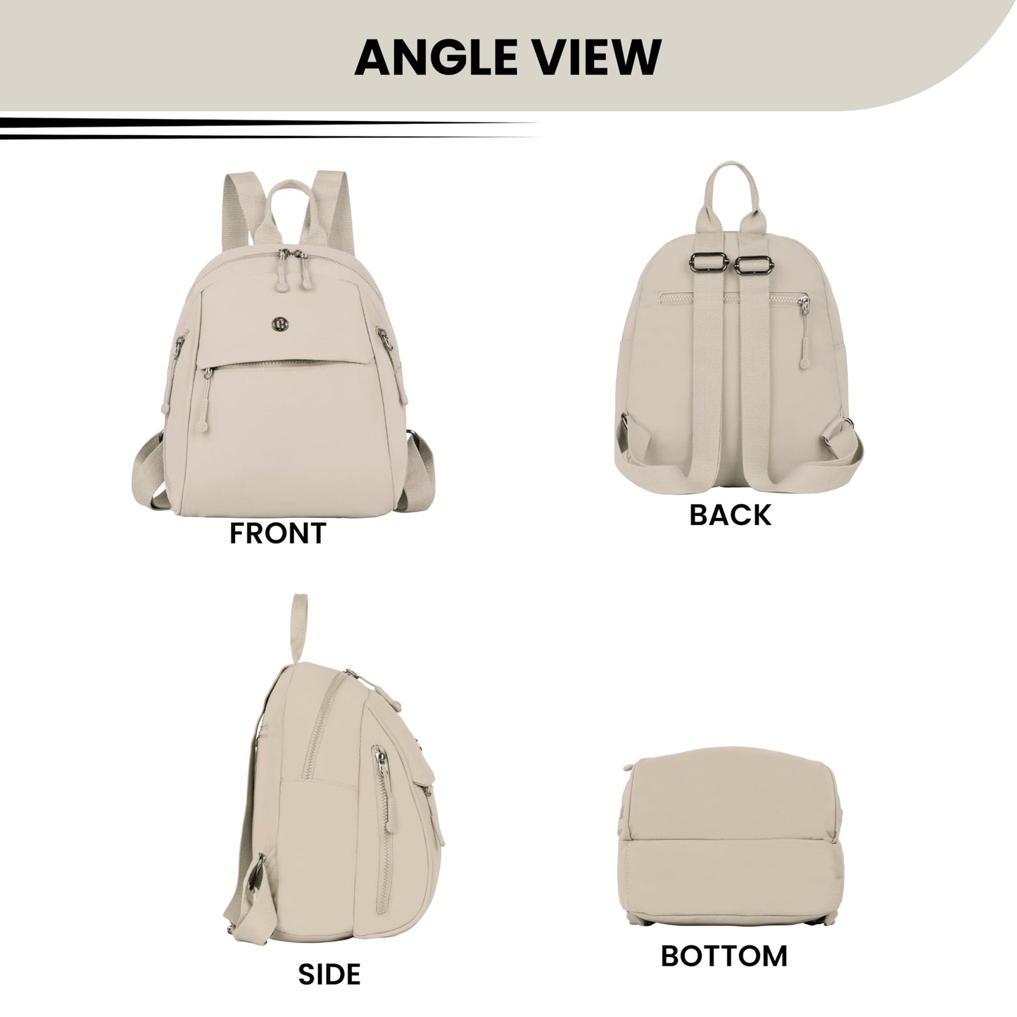 TS WITH TECHSUN Women Mini Backpack | Water-Resistant Compact Bag for Travel, Daily Use & Casual Outings | Fits Only Essentials (L) 26CM X (W) 15CM X (H) 32CM ((L) 26CM X (W) 15CM X (H) 32CM) BEIGE