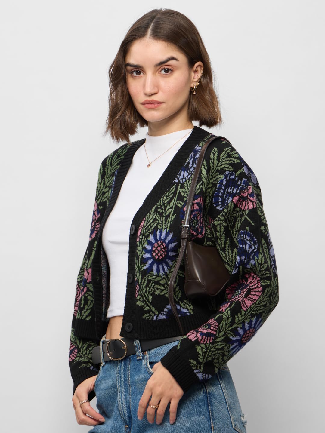 The Souled Store Sweater Cardigan : Zinnia Relaxed Fit Women and Girls Acrylic Knitted Sweater