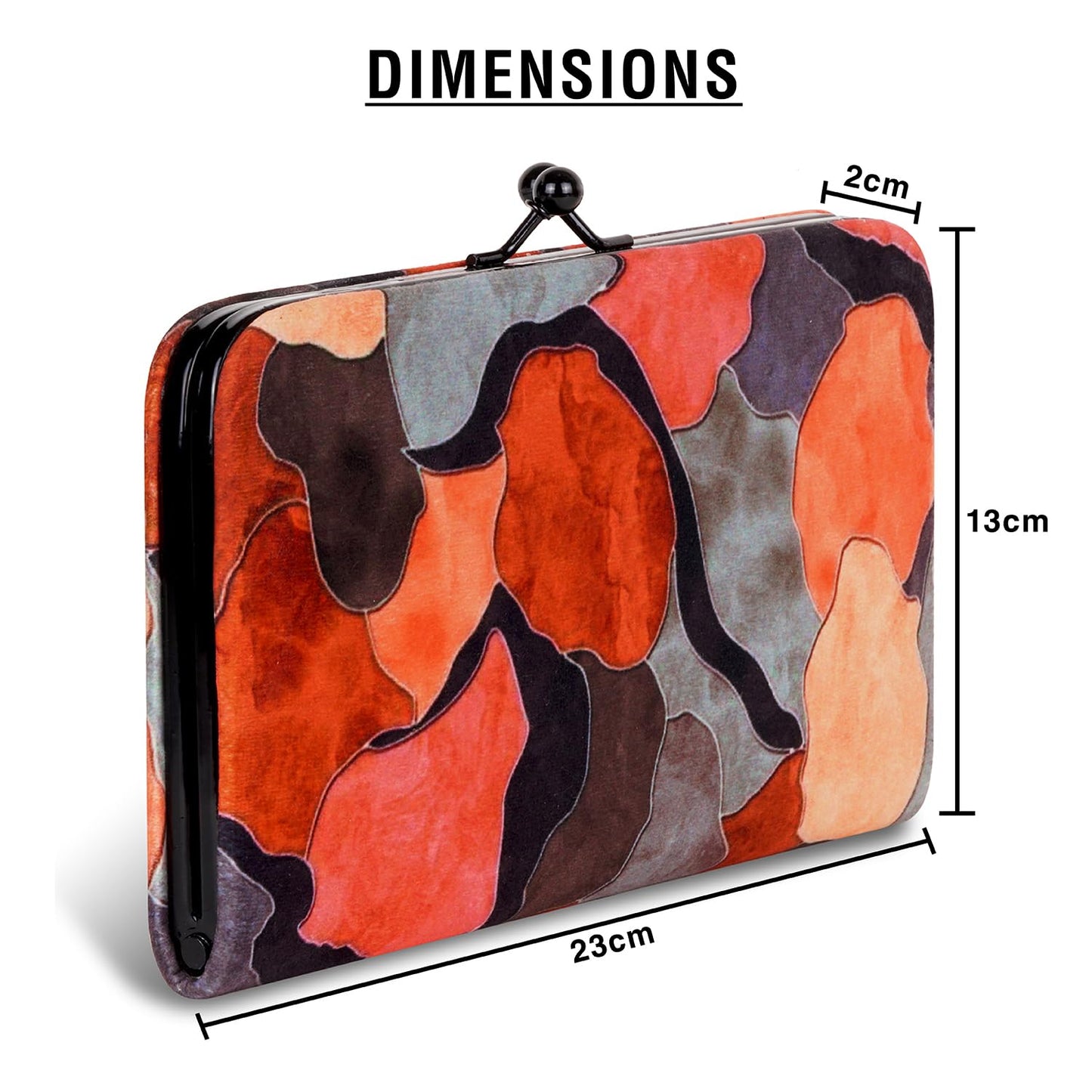 DOSYSO Women Valvet Wallet Stylish Latest Multicolor Printed Mobile Phone Holder Card Slots Magnetic Kiss Lock Zip Pocket Hand Clutch For Daily Use Gift Party Small Purse (Brown)