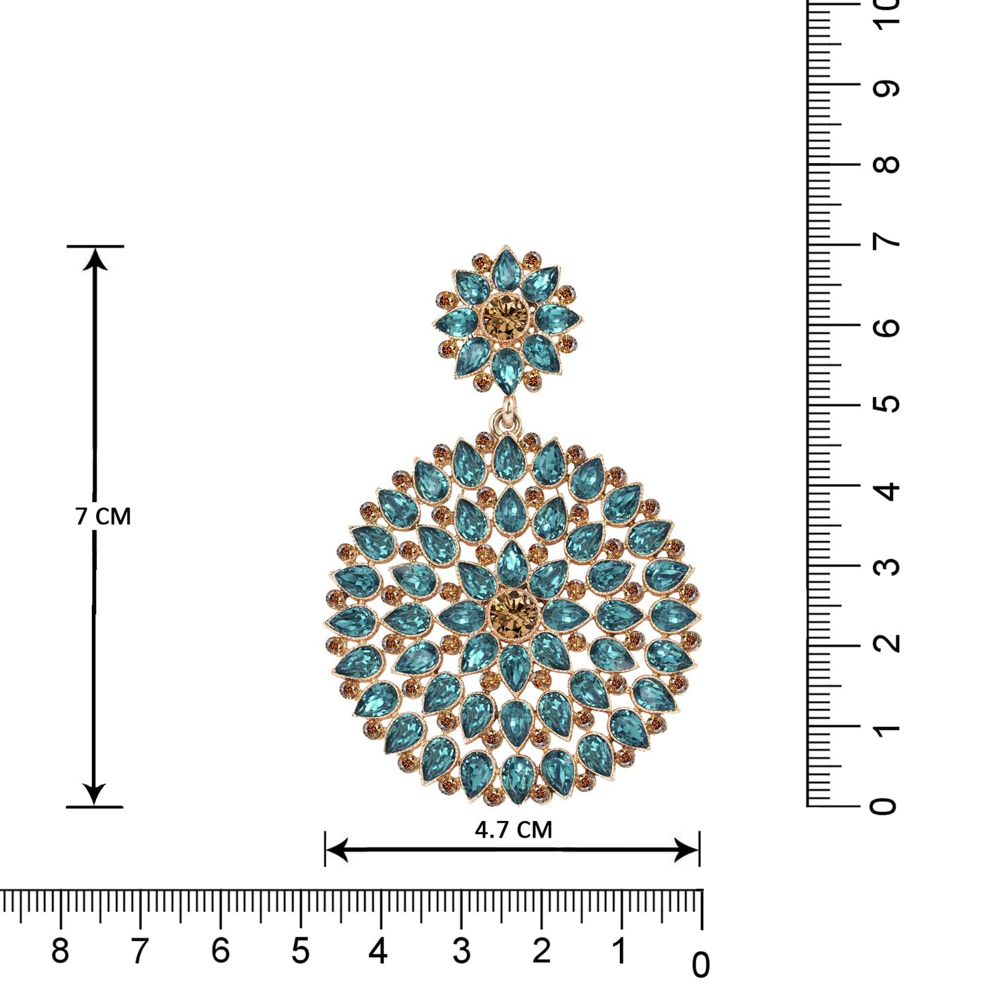 JFL - Jewellery for Less Gold Plated Stone & Diamond Studded Earrings For Women (Transparent Blue)