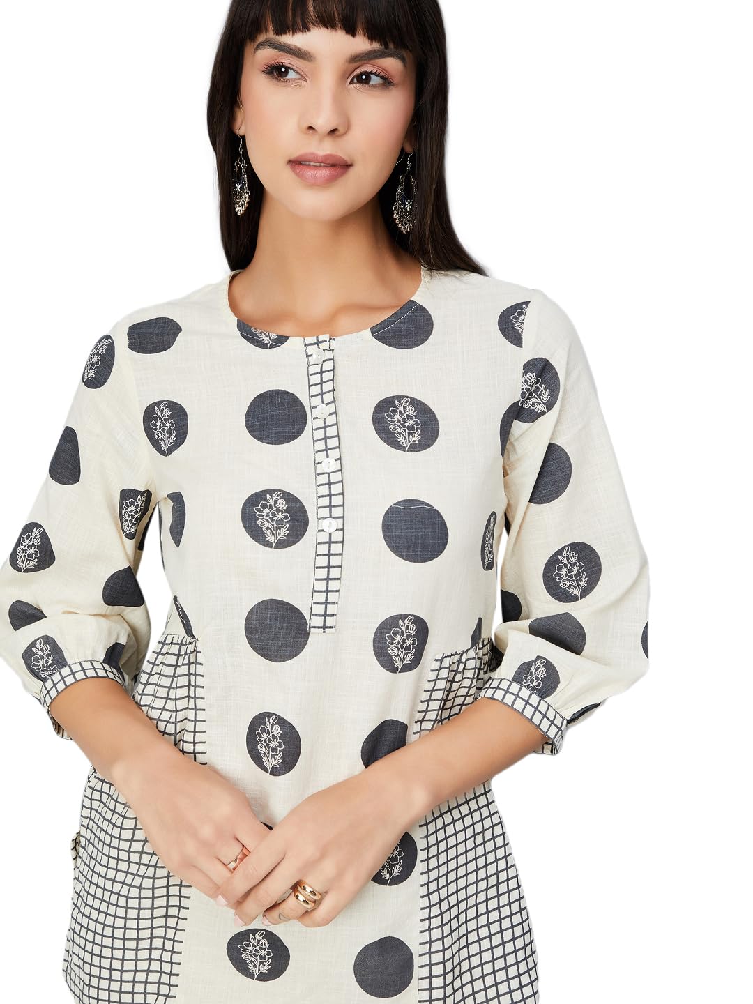 Max Women's Cotton Blend Regular Kurta (SFSKSU25MA_Grey