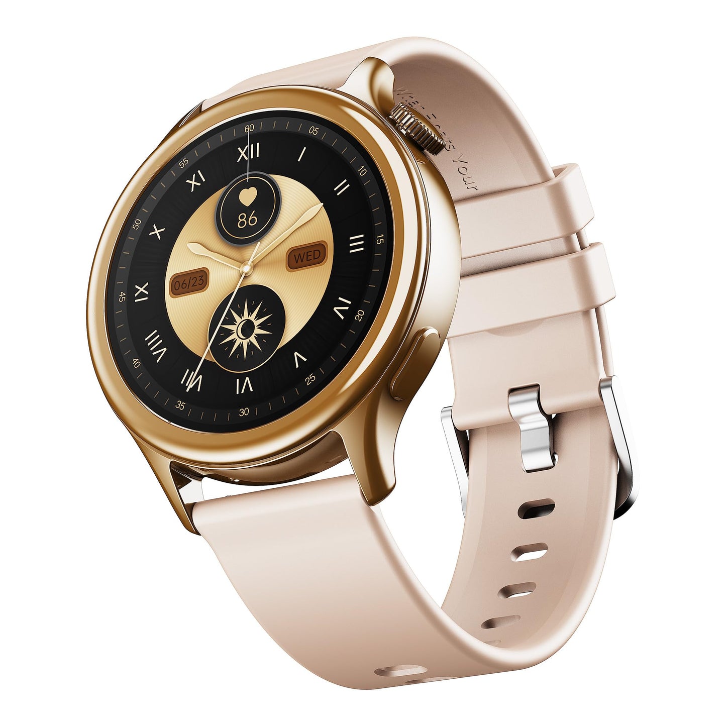 Boat Enigma Daze Women's Luxury Smart Watch w/ 1.3”(3.3cm) Luminous Display, Emergency SOS Live Location Sharing, Functional Crown, Watch Face Studio, QR Tray, BT Calling, HR & SpO2 (Spring Blossom)