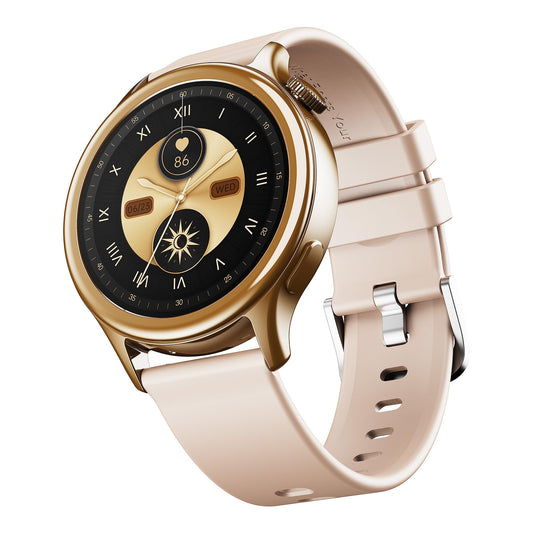 Boat Enigma Daze Women's Luxury Smart Watch w/ 1.3”(3.3cm) AuraVue Display w/ 20% Higher Brightness, Emergency SOS, Female Wellness Tracking, BT Calling, smart Watch for Women Latest (Spring Blossom)