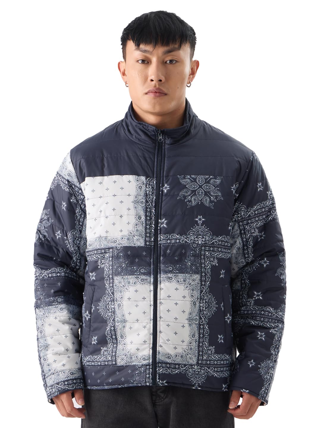 The Souled Store TSS Originals: Indigo Bandana Men Puffer Jackets