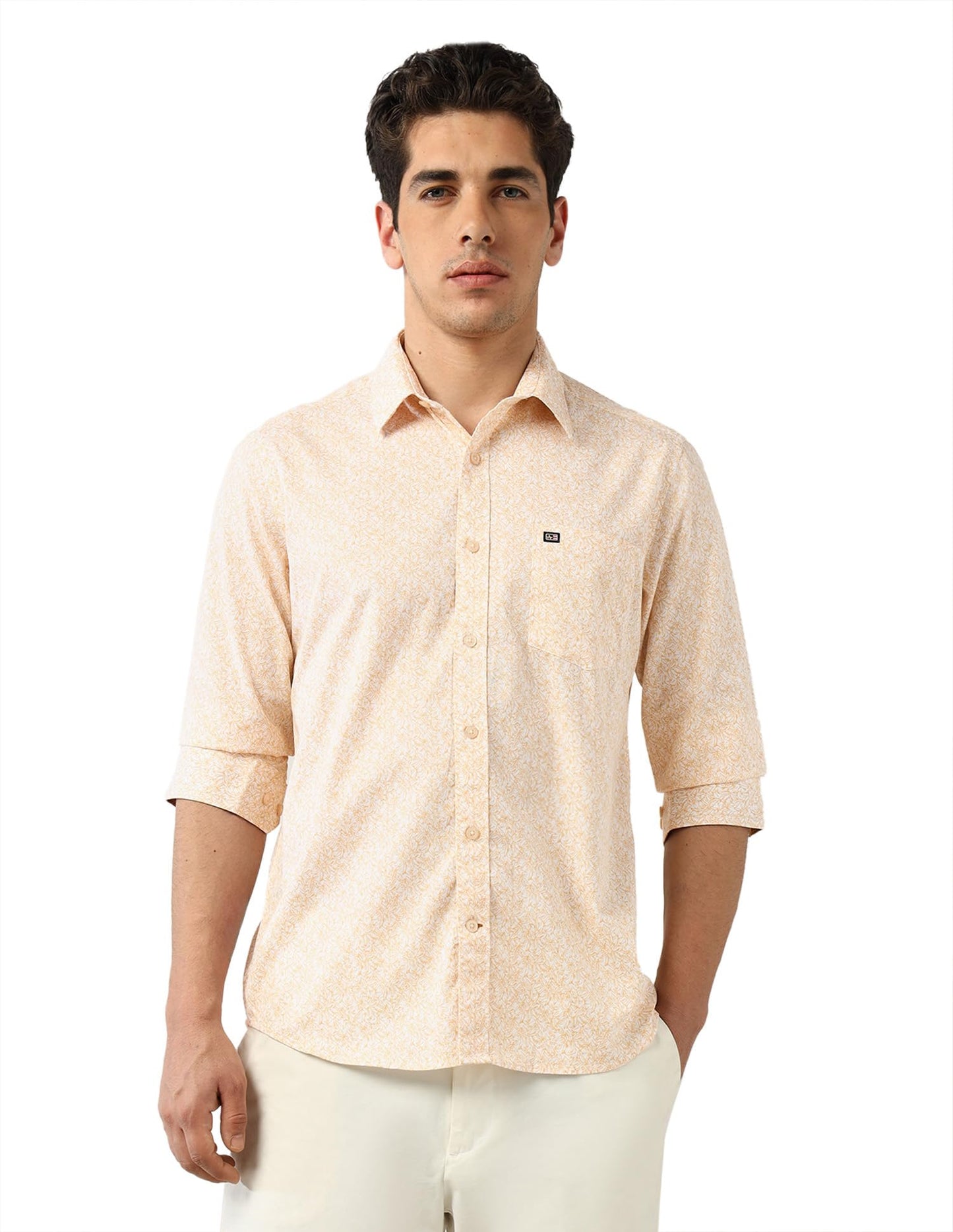 Arrow Sports Men's All-Over Printed Slim Fit Shirt Light Yellow