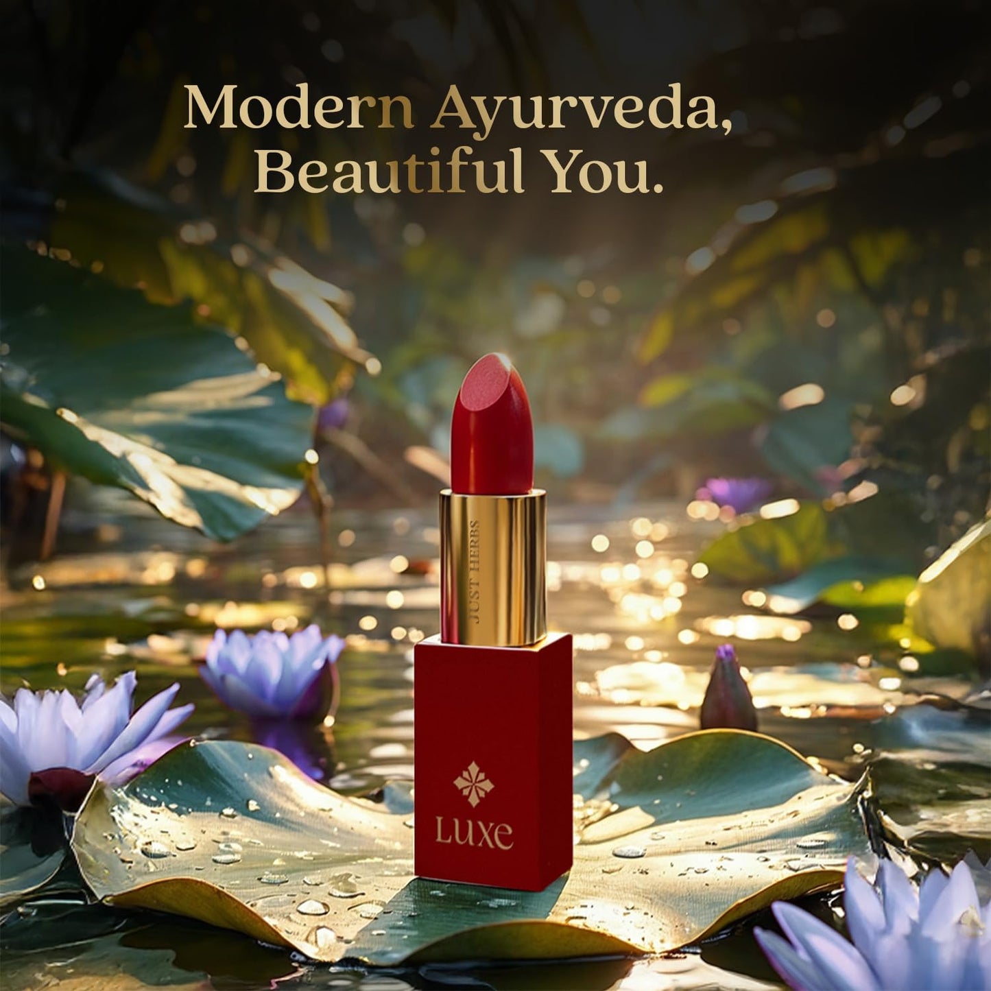 Just Herbs Luxe Satin Melt High Shine Lipstick | Luxury Makeup | Ayurvedic Formula | Long Lasting Shine | Ayurvedic Lipstick – 4 gm (01 PEACH SERENADE)