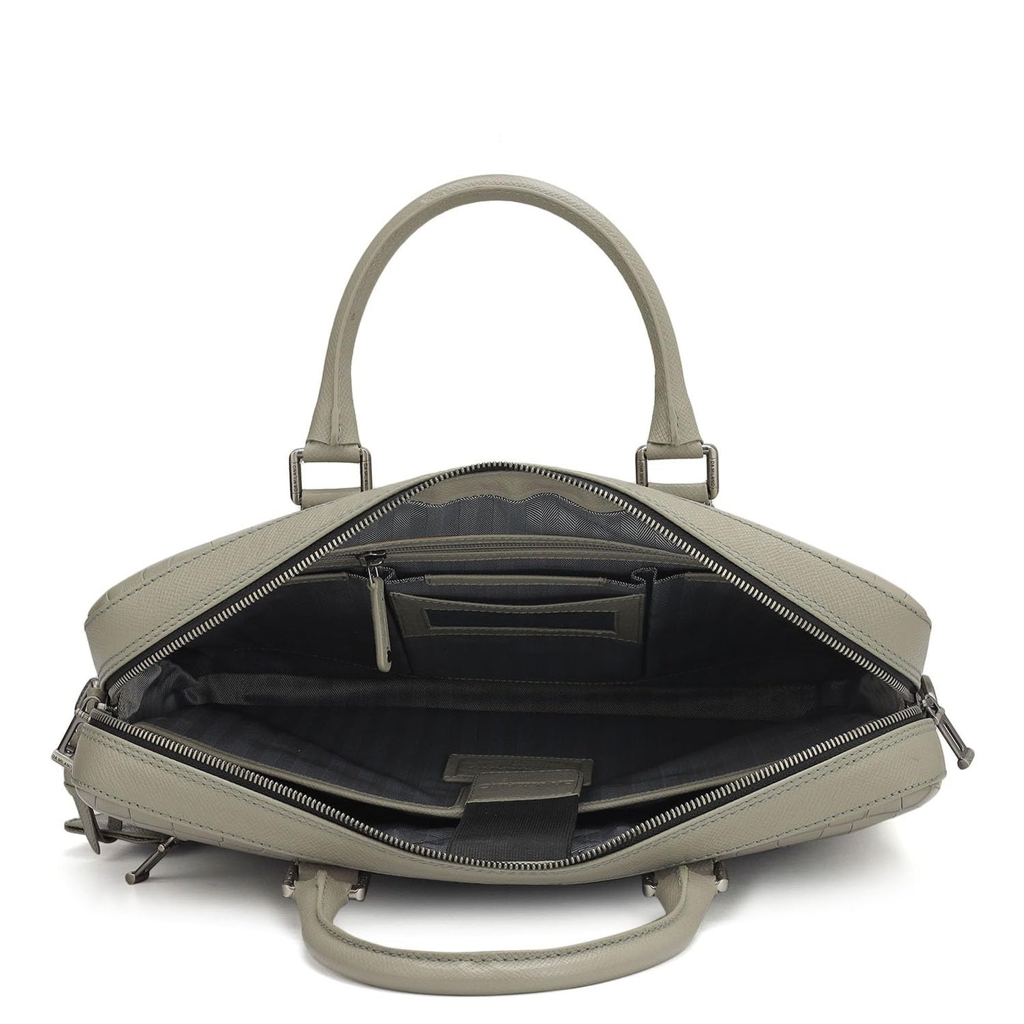 Da Milano Leather Laptop Bag for Men & for Women - Fits Upto 14" Laptop - Grey