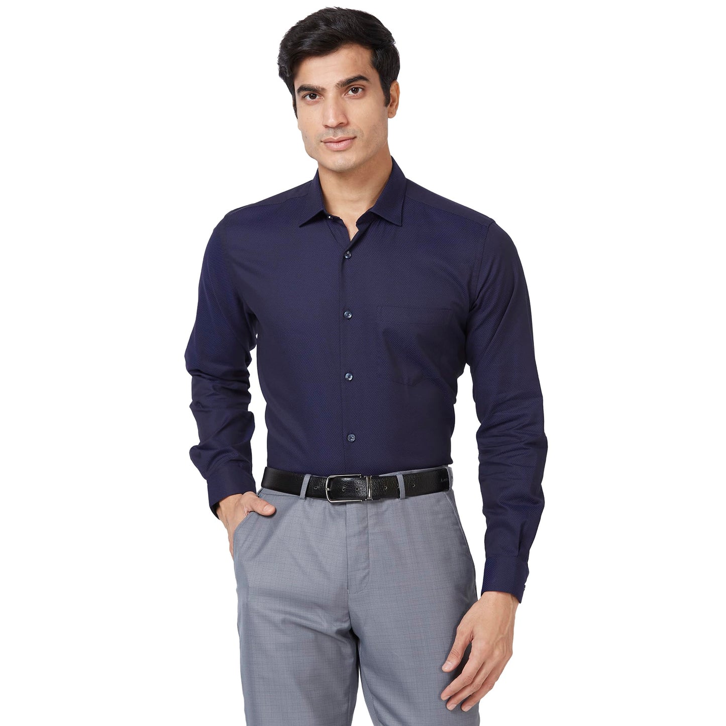 Park Avenue Men's Structure Regular Fit Shirt (Fancy Blue)