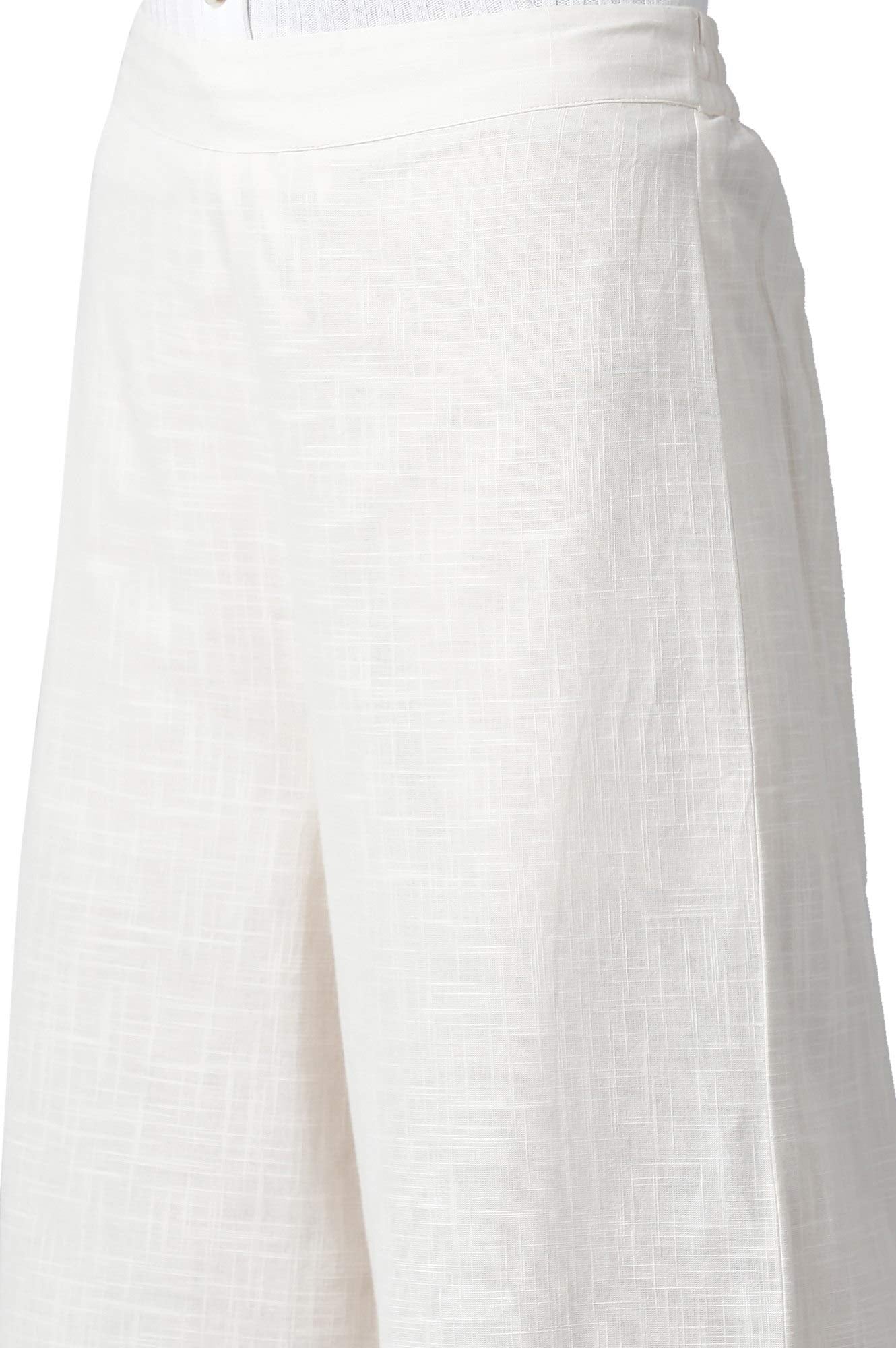 W for Woman Ecru Slub Parallel Pants_21FEW61197-214713_S