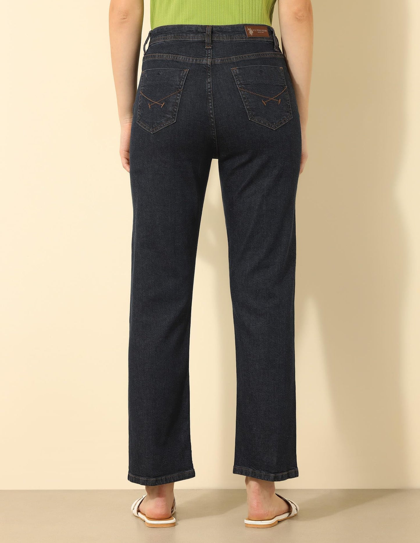 U.S. POLO ASSN. High Rise Straight Fit Jeans (UWSS25JEN317_Blue_34)