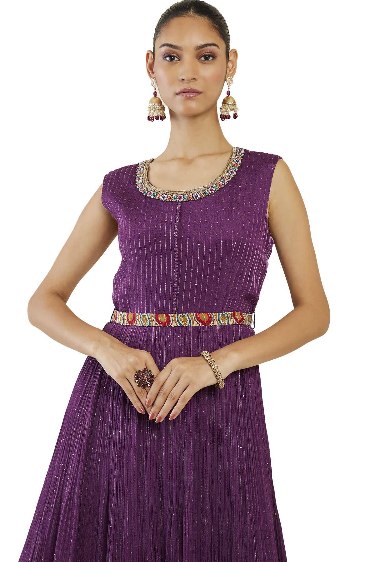 Soch Women Purple Georgette Embroidered Gown (Purple_XL)