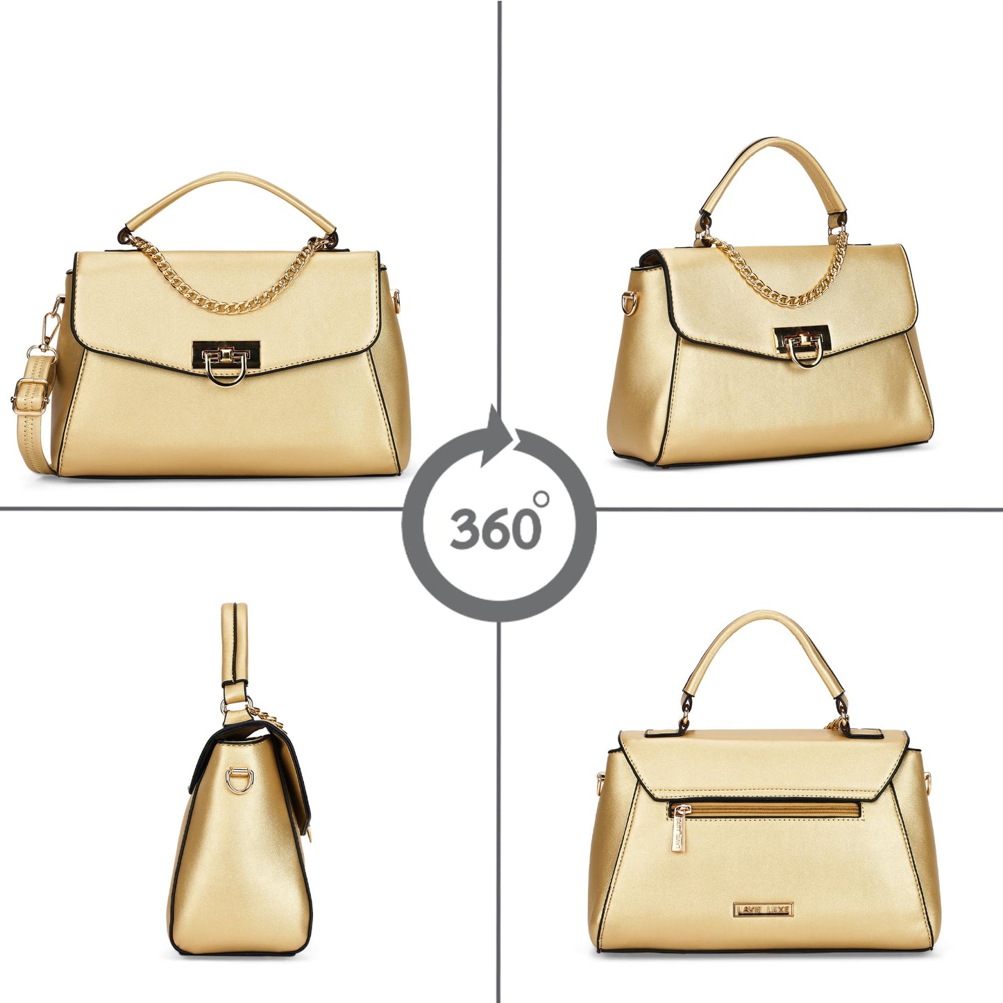 Lavie Luxe Women's Pine Flap SmallSolid Colourblock Satchel Handbag for Women | Satchel Bag for Work | Ladies purse | Stylish Shoulder Bag | Ladies Gift