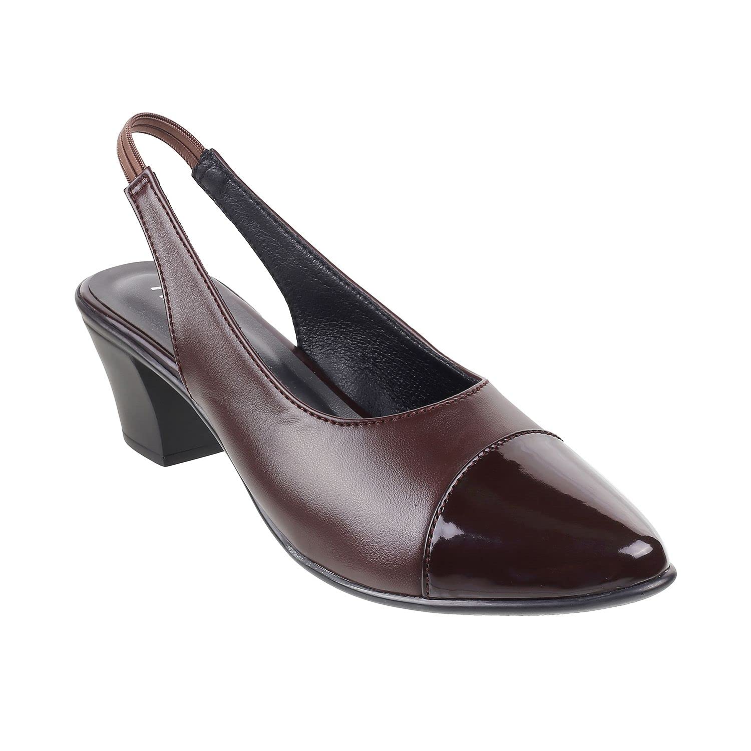 Metro Women's Brown Faux Leather Pointed Heel Formal Fashion Sandal - SaumyasStore