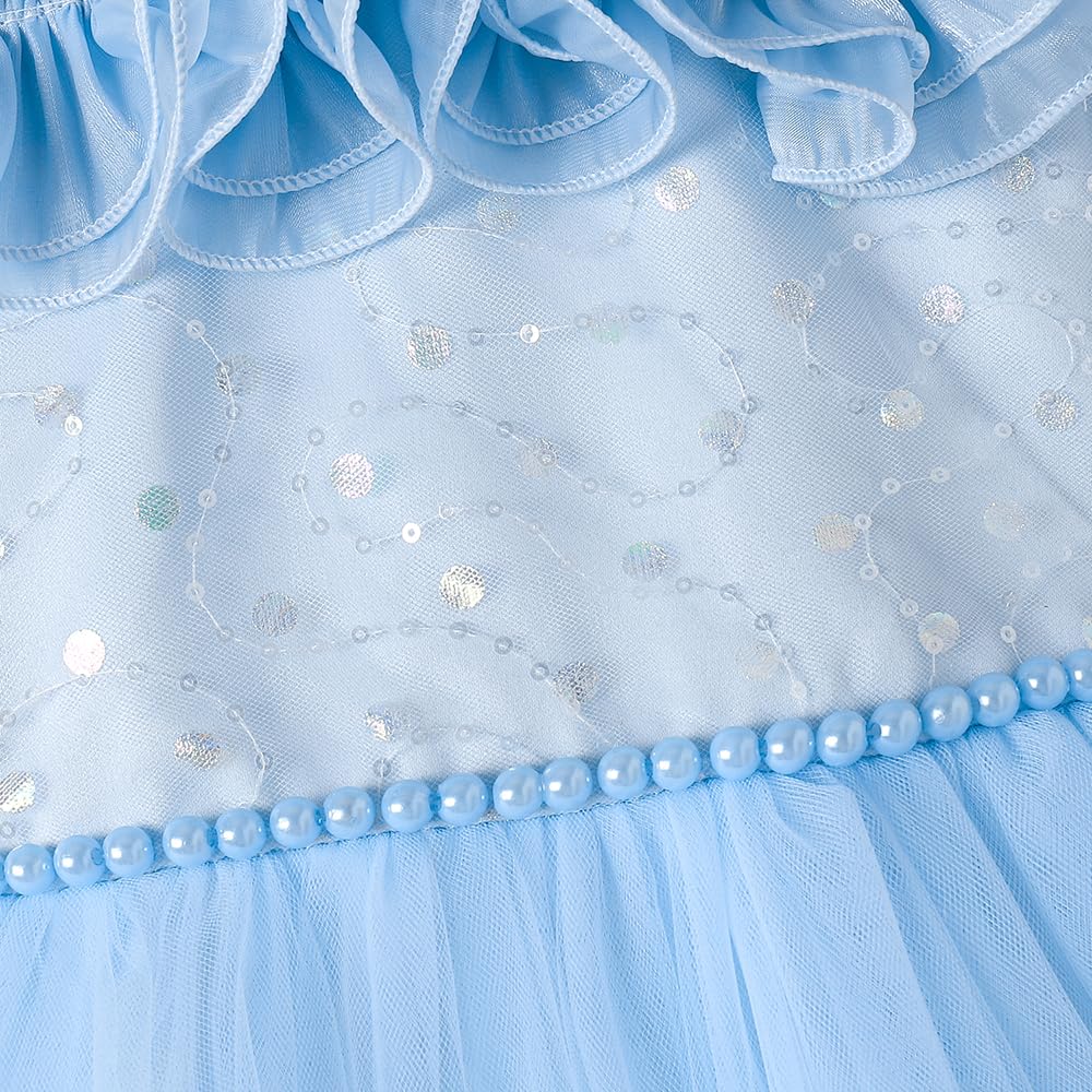 Hopscotch Girls Blue Short Sleeves Ruffled Party Dress