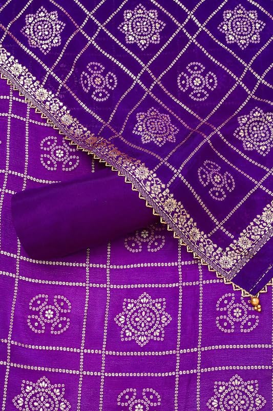 Soch Womens Purple Silk Blend Embroidered Unstitch Dress Material With Mirror Work
