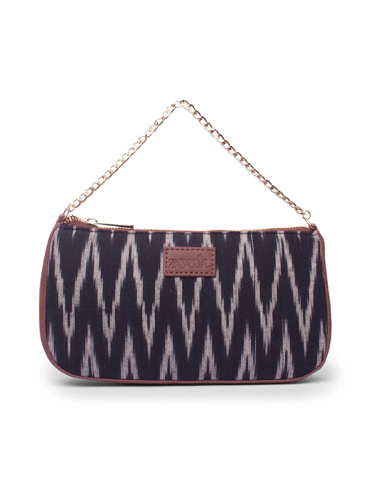 ZOUK Baguette Bag | Crossbody Bags for Women | Women's Handbags | Stylish Sling Bag for Woman | Vegan Leather Evening Bag | Travel & Office Use | Purse and Wallet | Ikat Wave Print