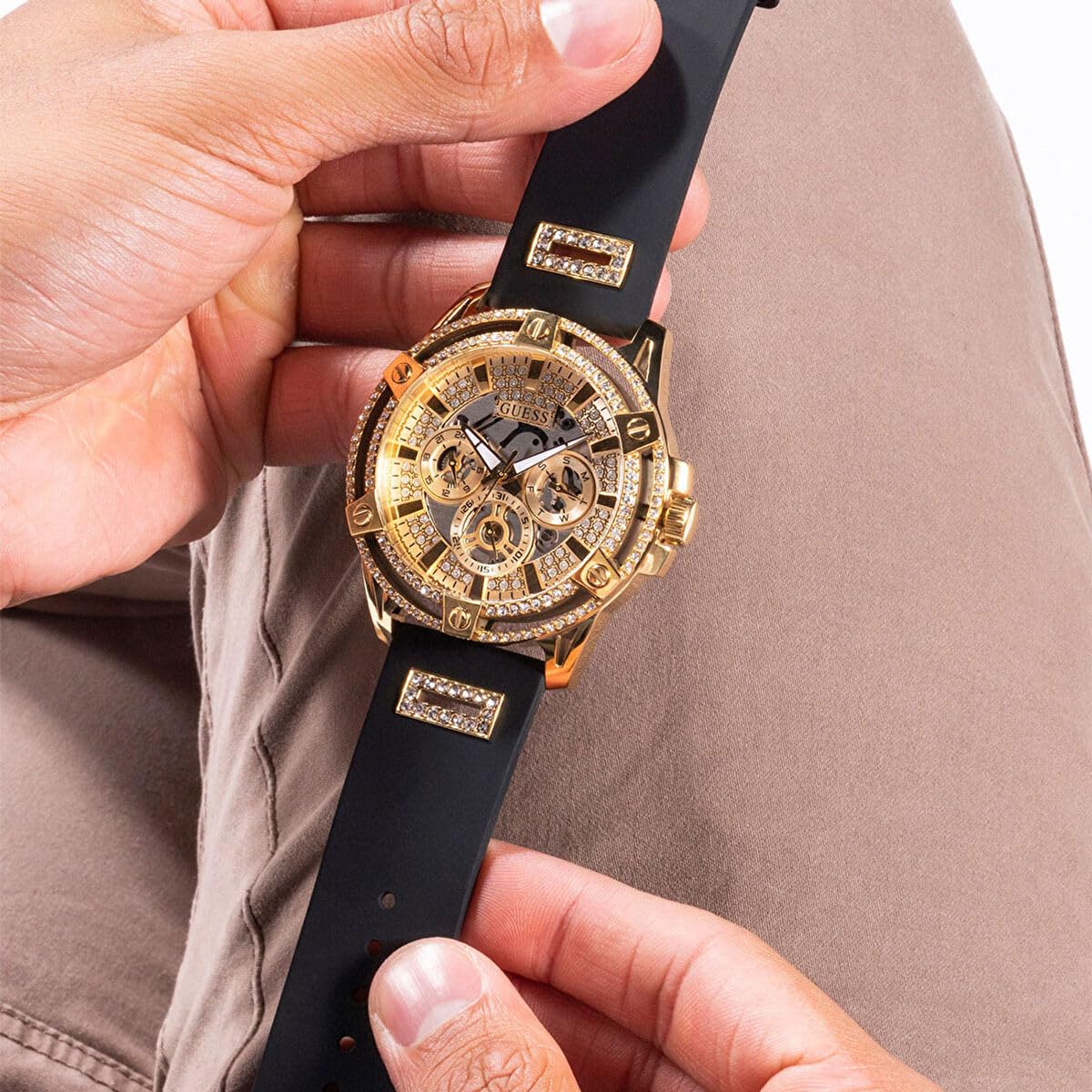 GUESS Chronograph Gold Dial Men's Watch-GW0537G2