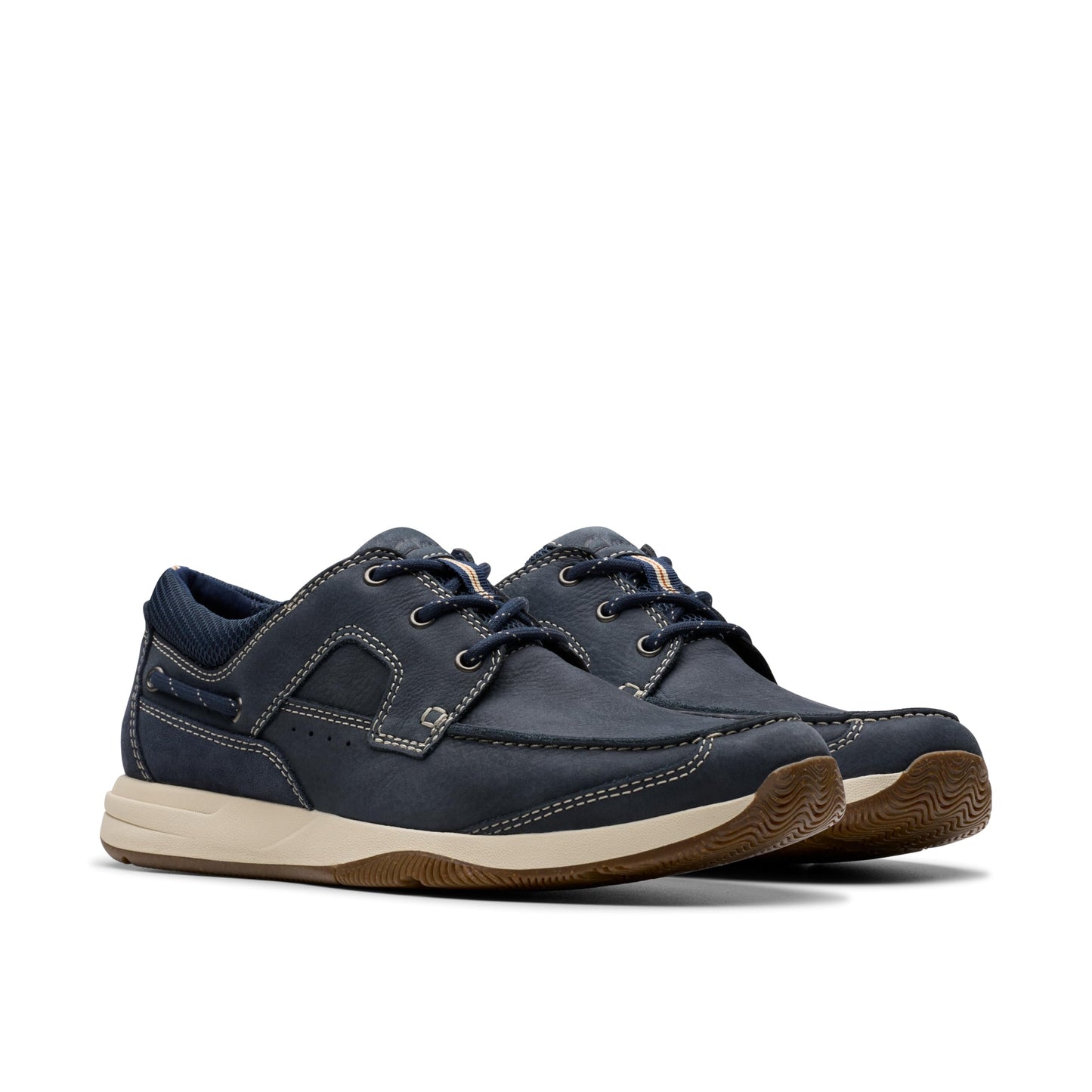 Clarks Mens Sailview Lace, Navy Nubuck, 10.5 Wide