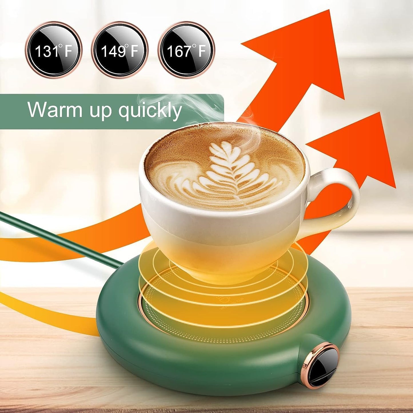 Riveira Electric Coffee Mug Warmer - Automatic Shut Off, 3 Adjustable Temperatures, Beverage Warmer for Office, Travel, Home, Desk, Tea, Coffee