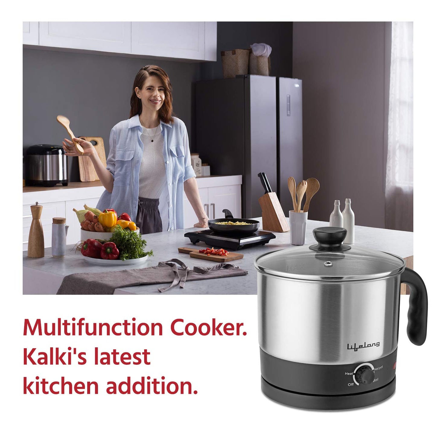 Lifelong Multifunction Cooker/Kettle 1.5 litres (Best for Boiling Milk, Eggs, Soup and Maggi/Noodles), Silver, 1.5 liters (LLMC01), Stainless Steel, 600 Watt