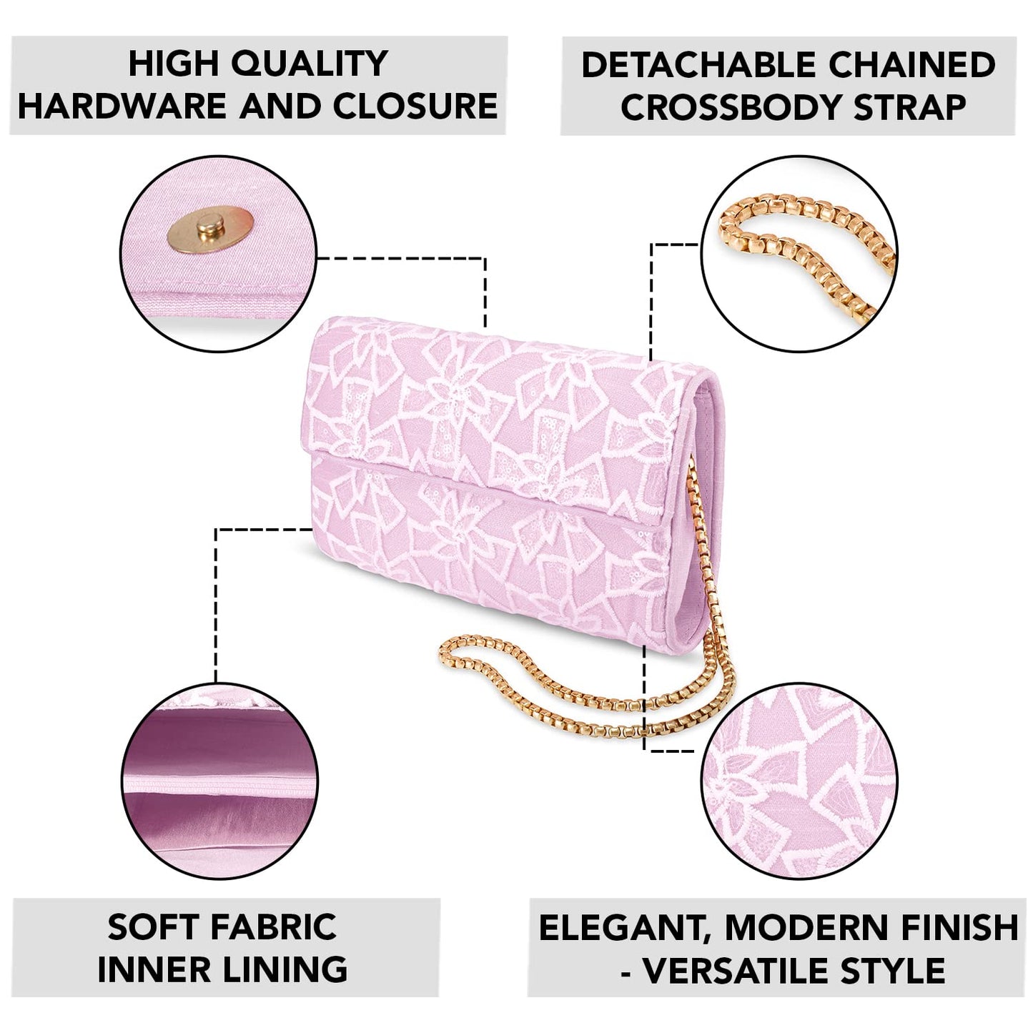 Peora Clutch Purses for Women Wedding Handmade Evening Handbags Party Bridal Clutch(C48PK)