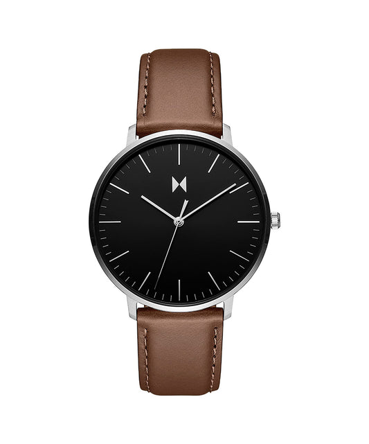 MVMT Leather Legacy Slim Analog Black Dial Men Watch-28000210-D, Brown Band