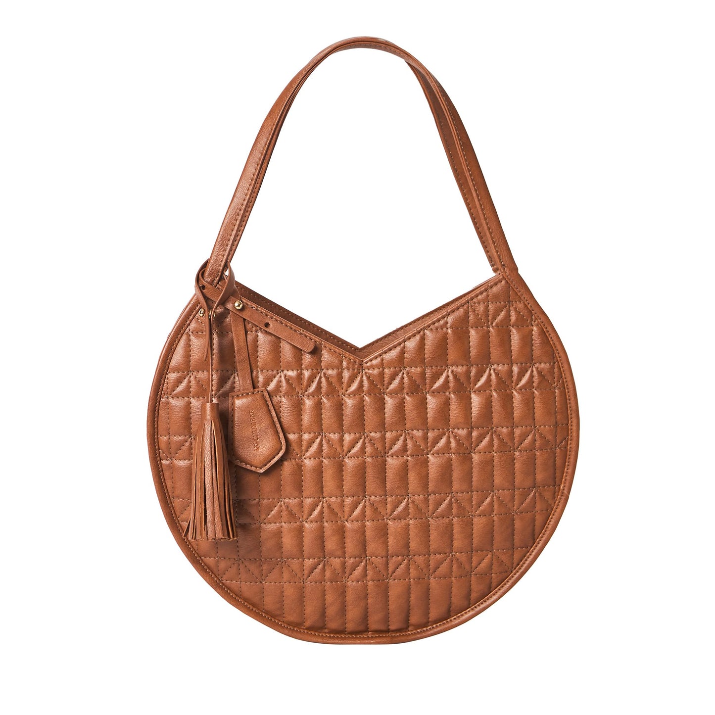 Chumbak Amalfi Tote Bag, 5.5L, Tan, PU Outer with Polyester Lining, Spacious Shoulder Bag with Kashmiri Motif, Kashmir Trails Collection