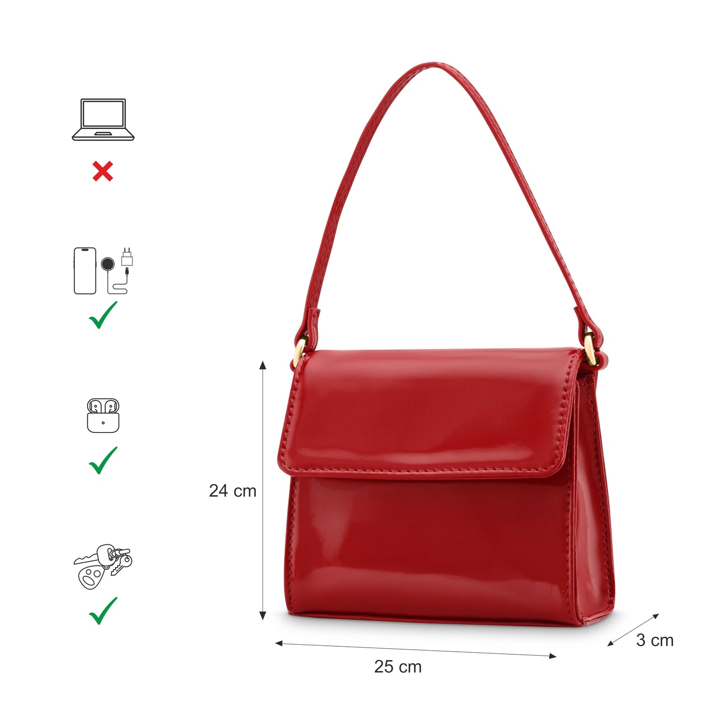 Fastrack Luscious Red Party Handheld Bag for Women | Bag for Casual Carry | Party Handbag
