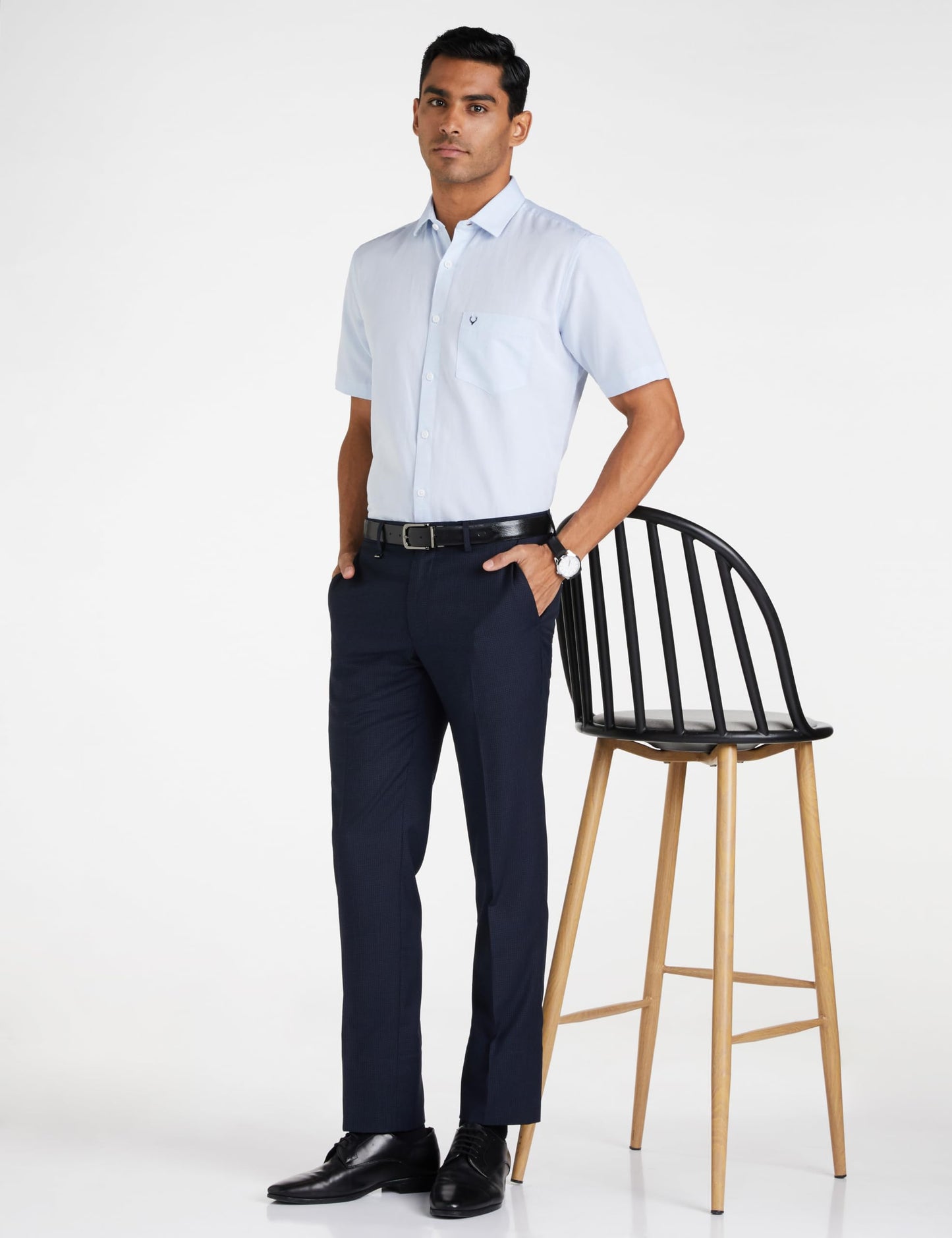 Allen Solly Men's Solid Slim Fit Shirt (ASSHQSPP839566_Light Blue