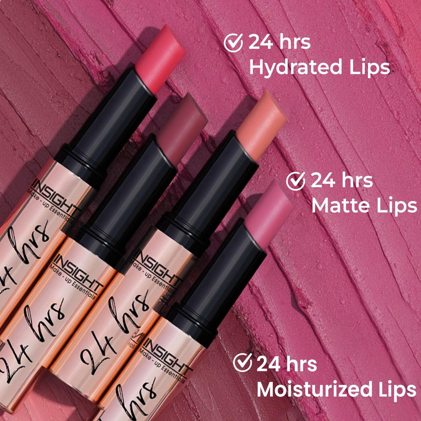 INSIGHT 24 Hrs Non-Transfer Matte Lipstick | Lightweight, Highly Pigmented, Long Wear | Kiss Proof & Smudge Proof | With Vitamin E & Jojoba Oil | Vegan, Toxin Free | Shade 07 - Feeling Bubbly (3g)