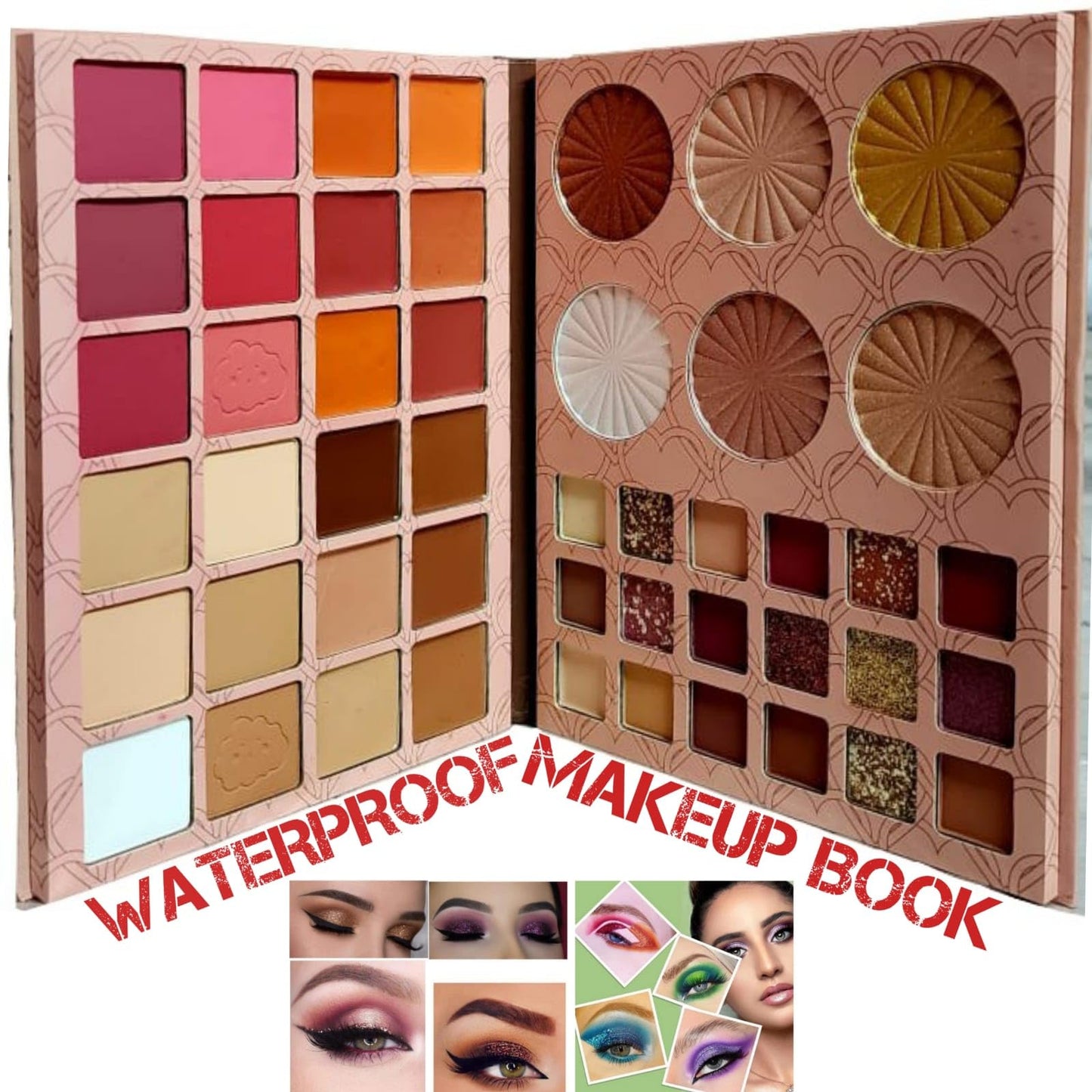 COSMAC Professional HD Waterproof Long Lasting All In 1 Makeup Book Palette Kit Base, Eyebrow Contour Concealer Eyeshadow Highlighter & Blusher Palette With High Coverage Glowing For Girls & Women