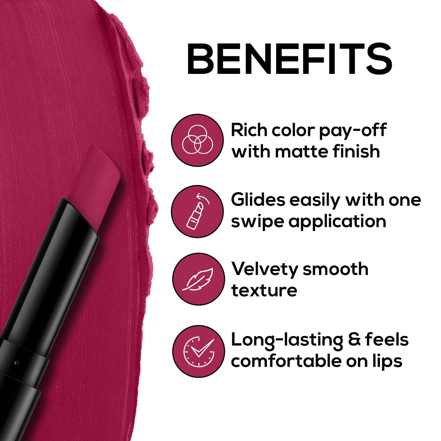 RENEE Very Matte Lipstick -Plum Rush, Intense Color Pay Off, Full Coverage, Long Lasting & Weightless, Easy Glide Formula With Velvety Finish, Suitable for All Occasion, Ideal For Gifting