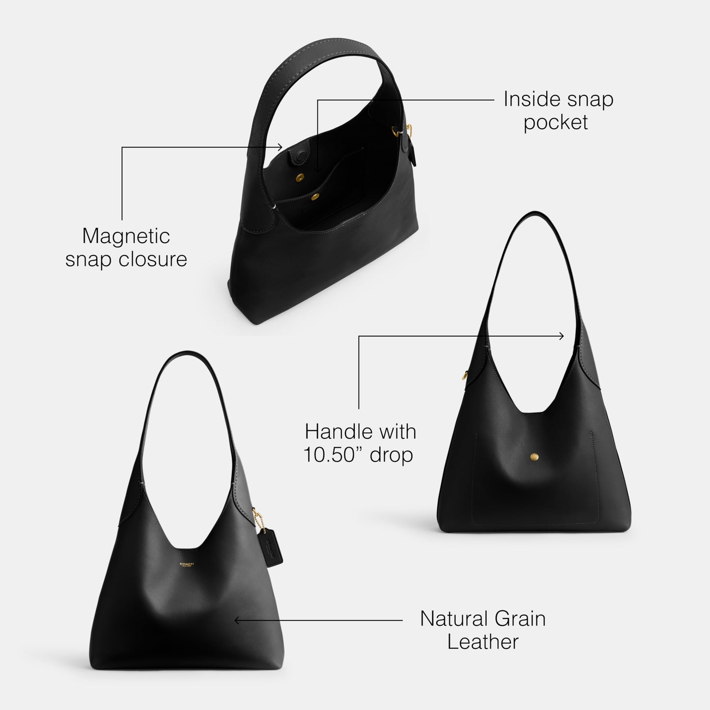 Coach Womens Courage Shoulder 28, Black, One Size, Brooklyn Shoulder Bag