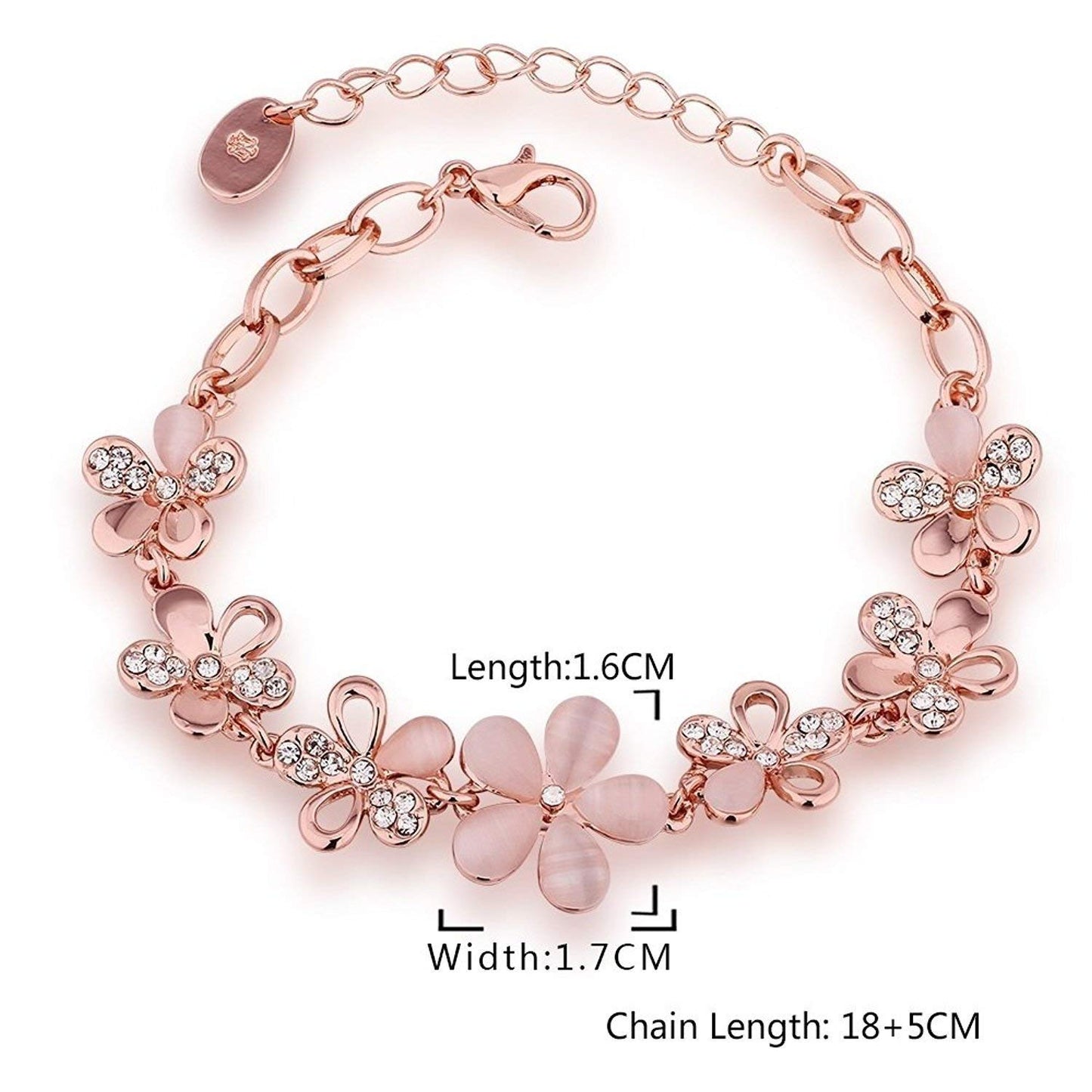 YouBella Jewellery Bracelets for Women Stylish Rose Gold Plated Crystal Bracelet Bangle Jewellery for Girls and Women (Floral)