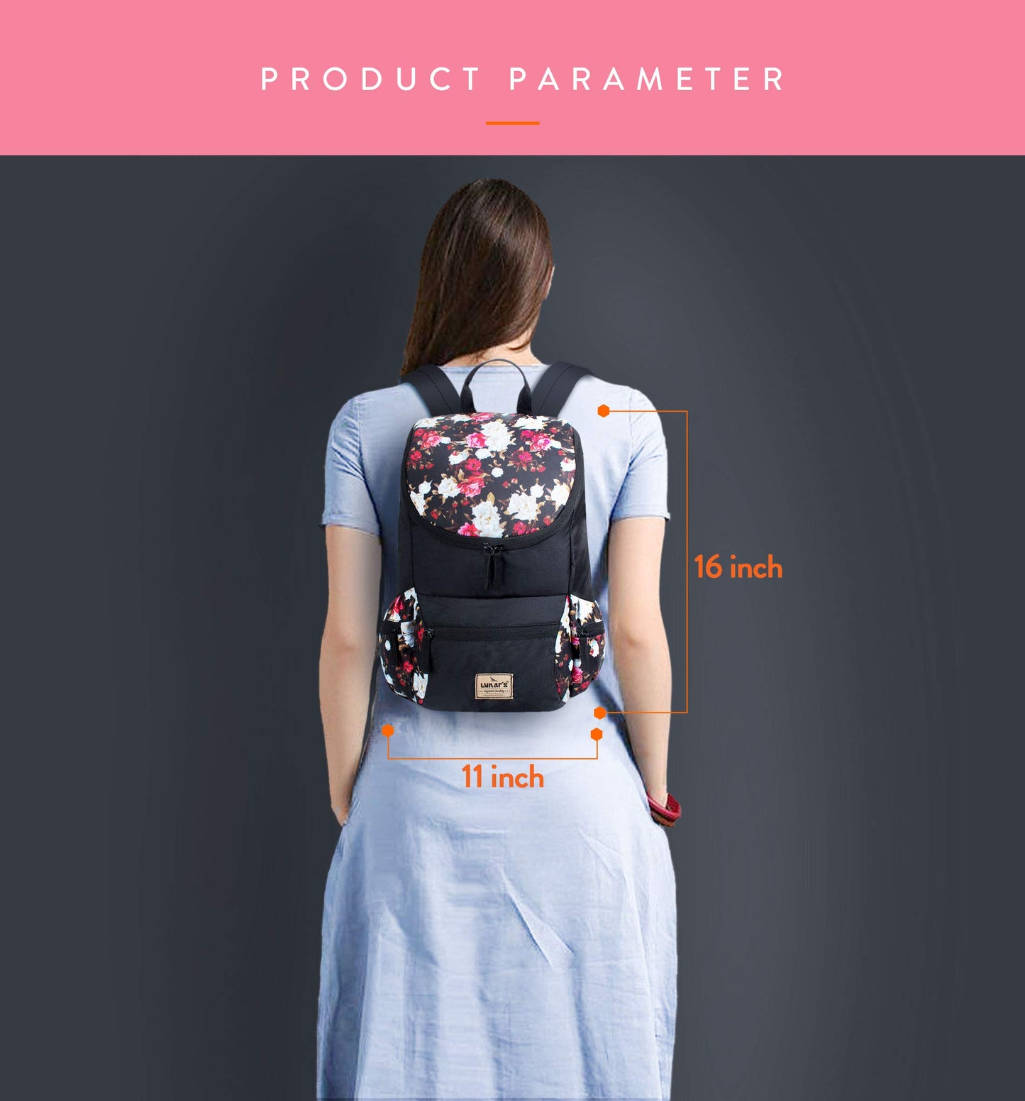 Lunar's Monica - 1 Compartment Water Resistant Stylish Fashion Ladies 19L Backpack Girls School Bag Student Backpack Women Trendy Travel Bag